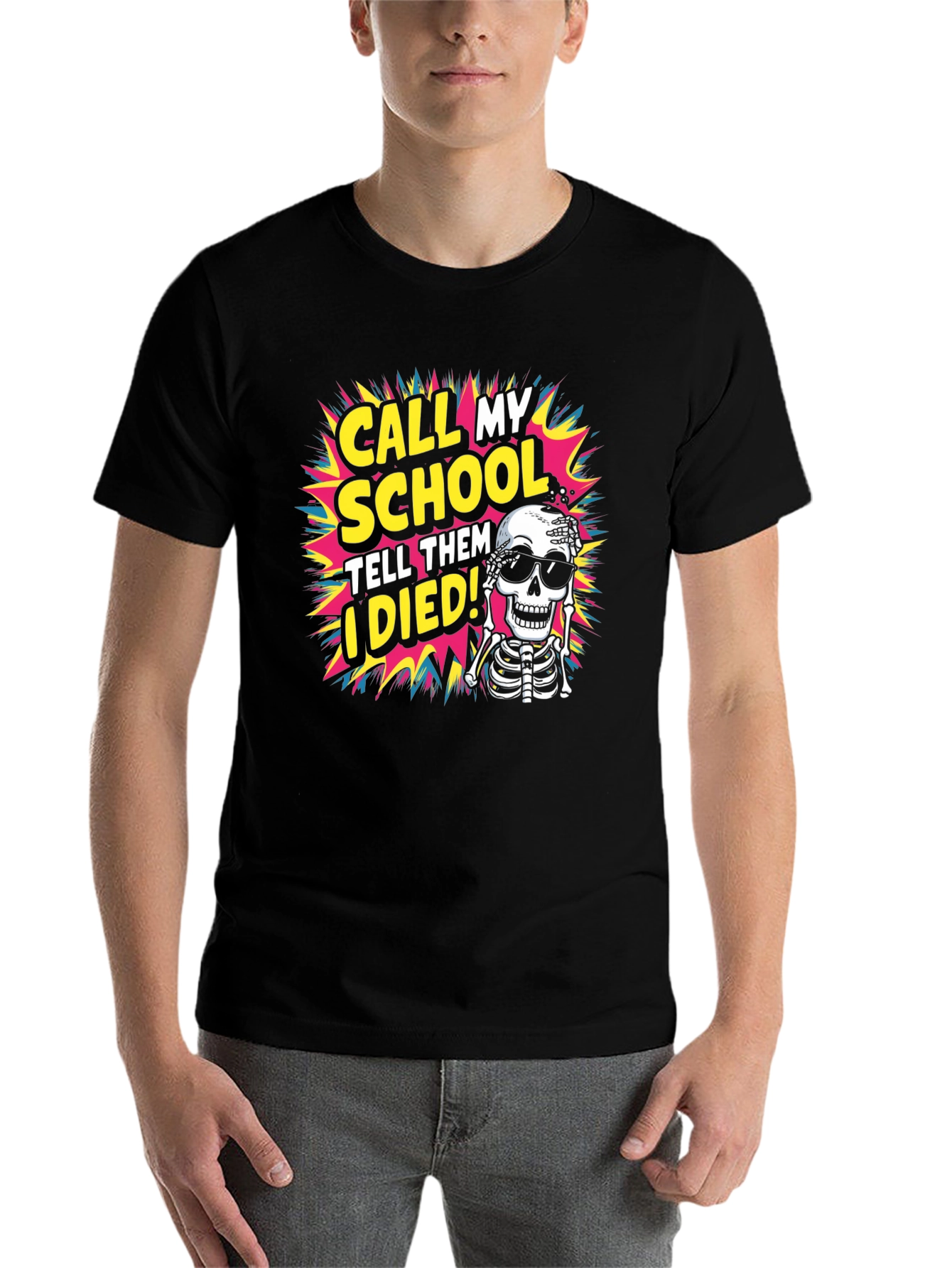 Black Call My School Skeleton T-Shirt view 7