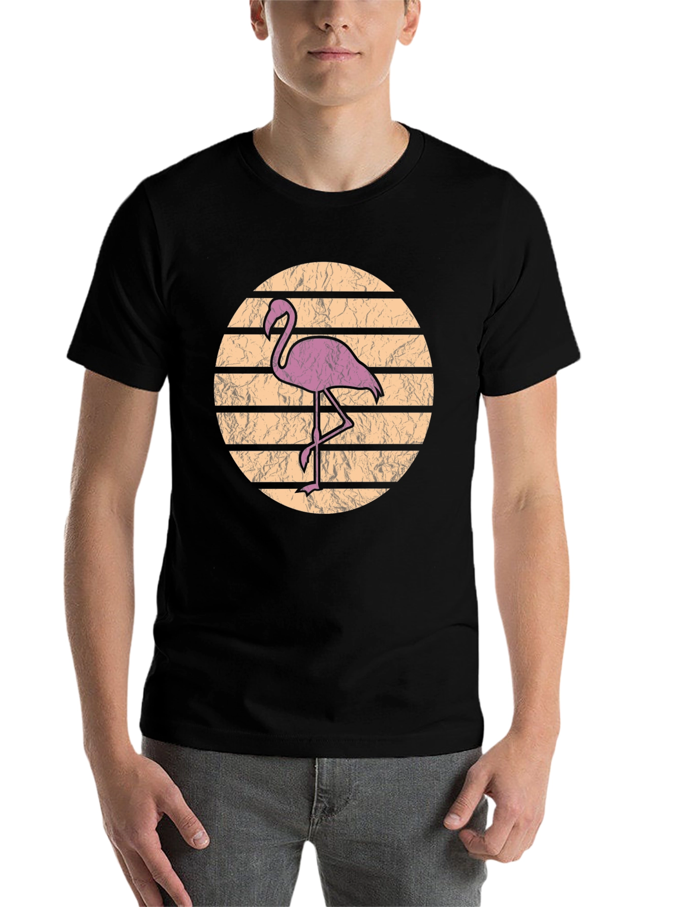 Black Retro Flamingo Graphic Tee view 7
