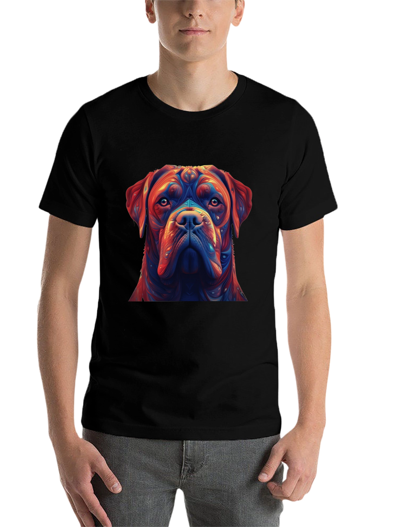Black Dog Portrait Graphic Tee - Unique Artistic Design view 7