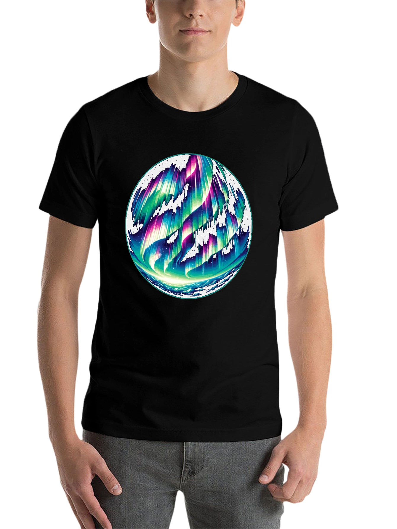 Northern Lights Graphic Black Tee - 7