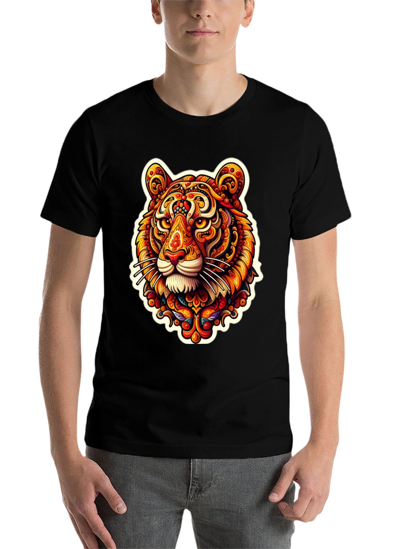 Black Tiger Graphic Tee - Unique Colorful Design view 7