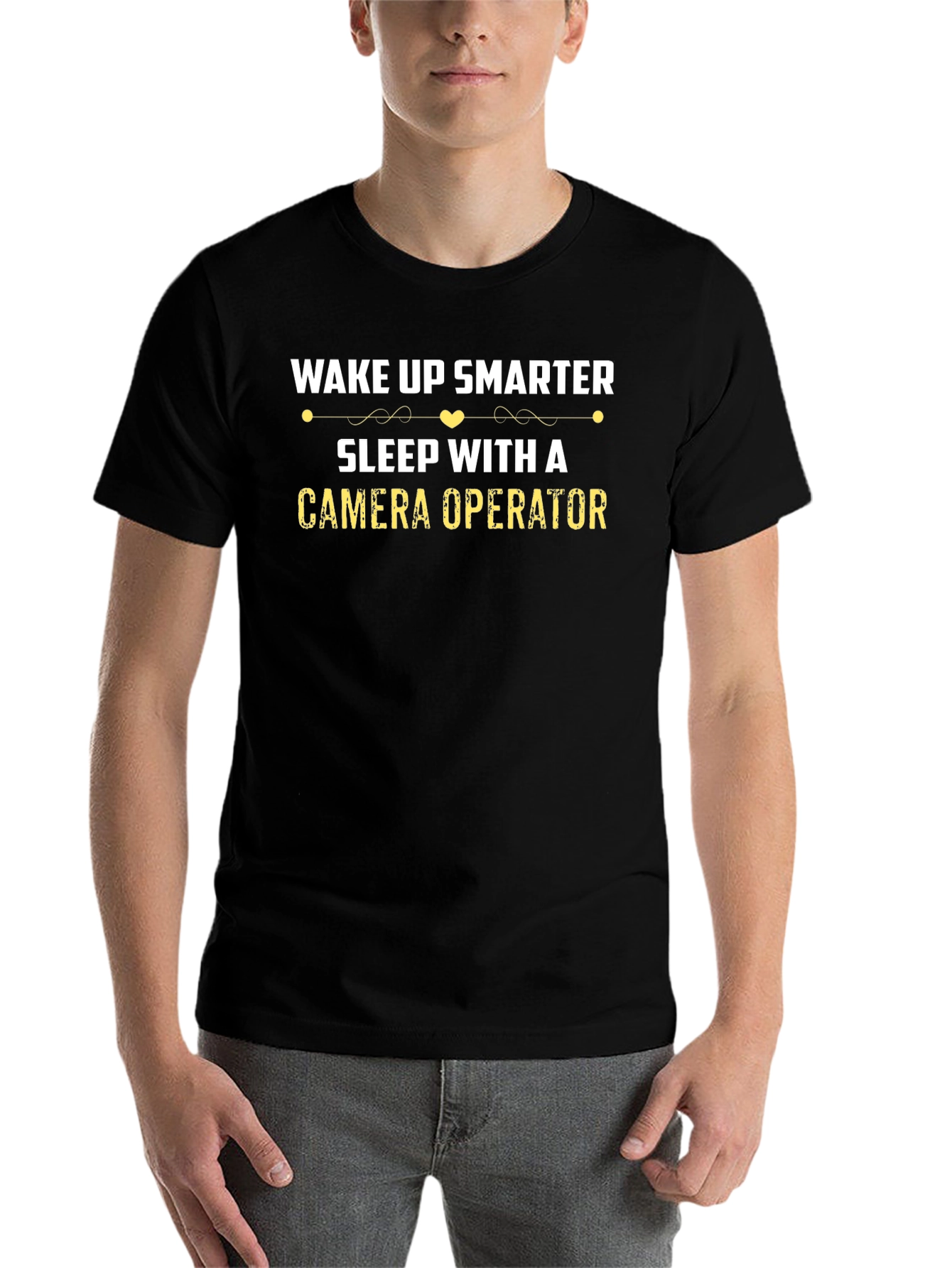 Black Wake Up Smarter Sleep With Camera Operator Graphic T-Shirt view 7