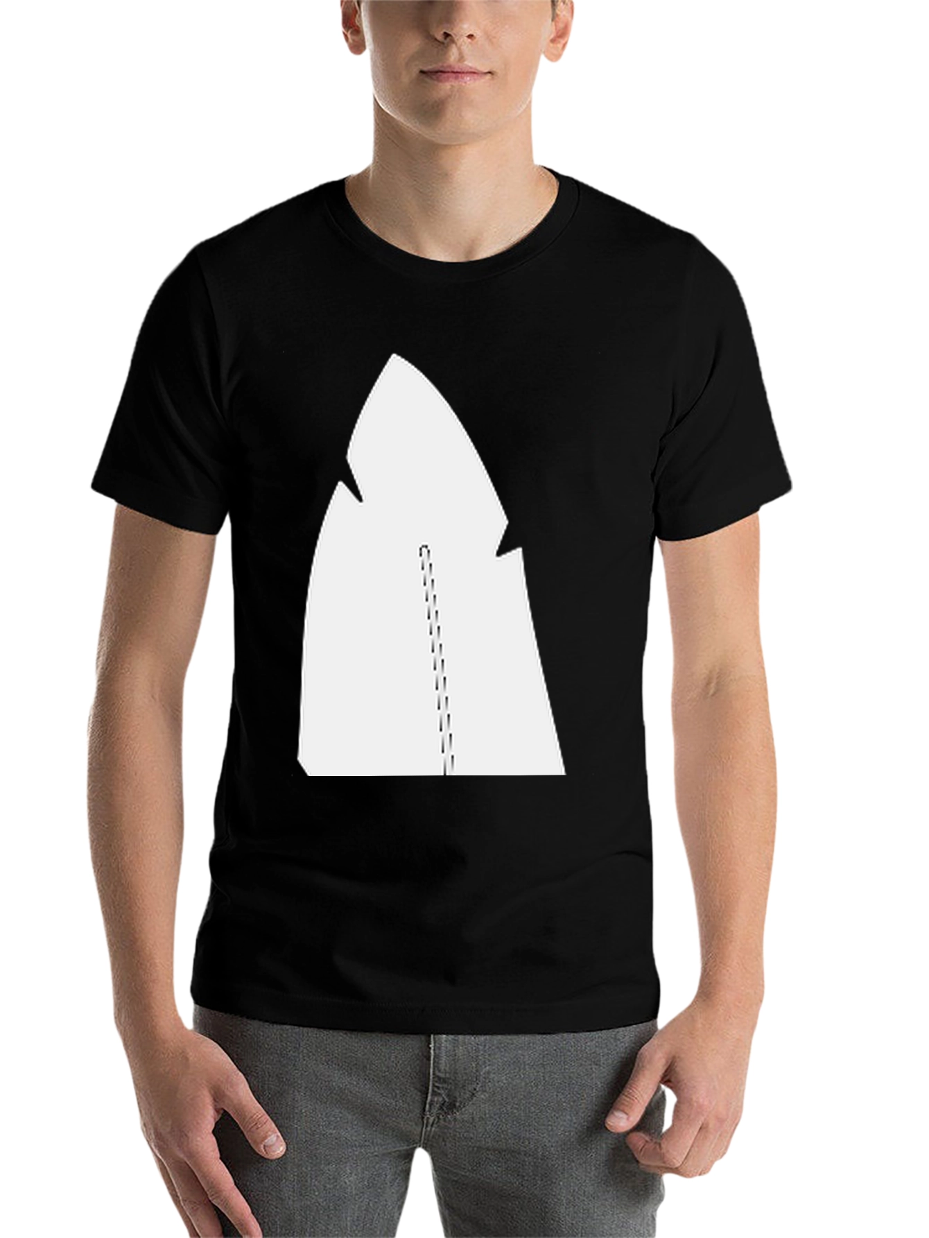 Black Cool Graphic Tee - Abstract White Design on Black view 7