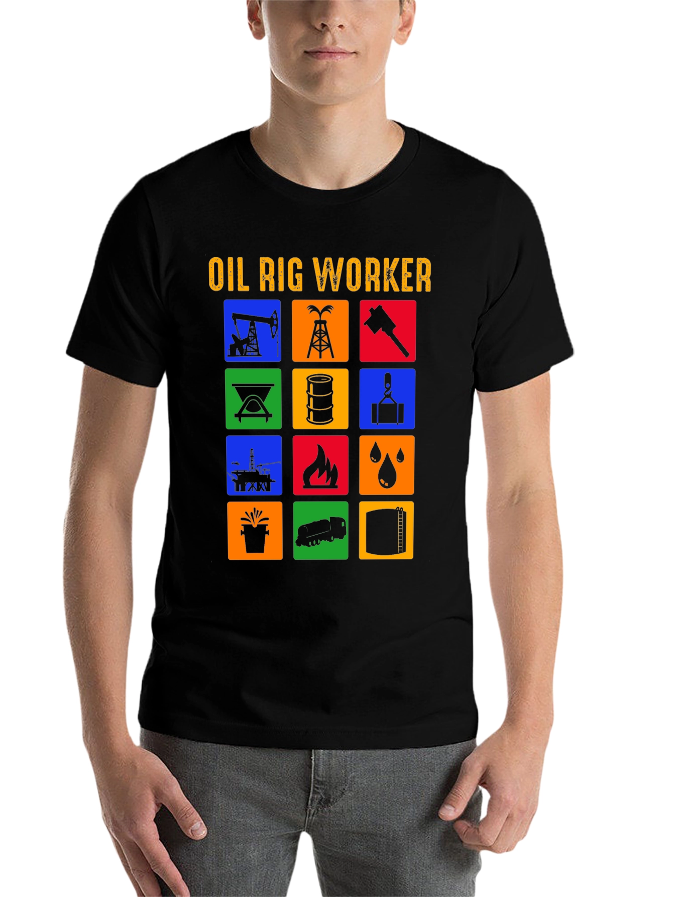 Black Oil Rig Worker Graphic Tee view 7