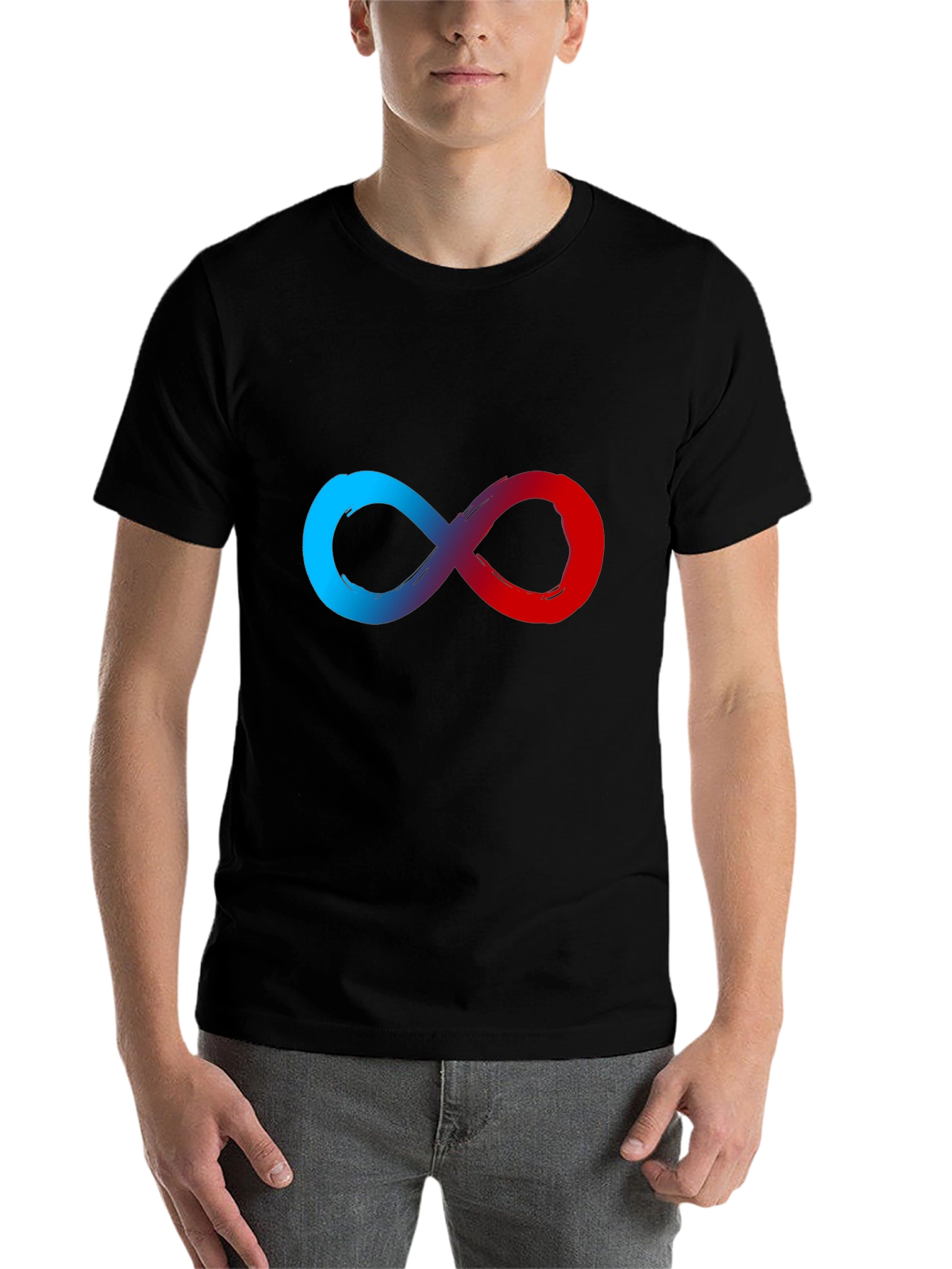 Black Infinity Symbol Graphic Tee - Soft Black Cotton Blend view 7