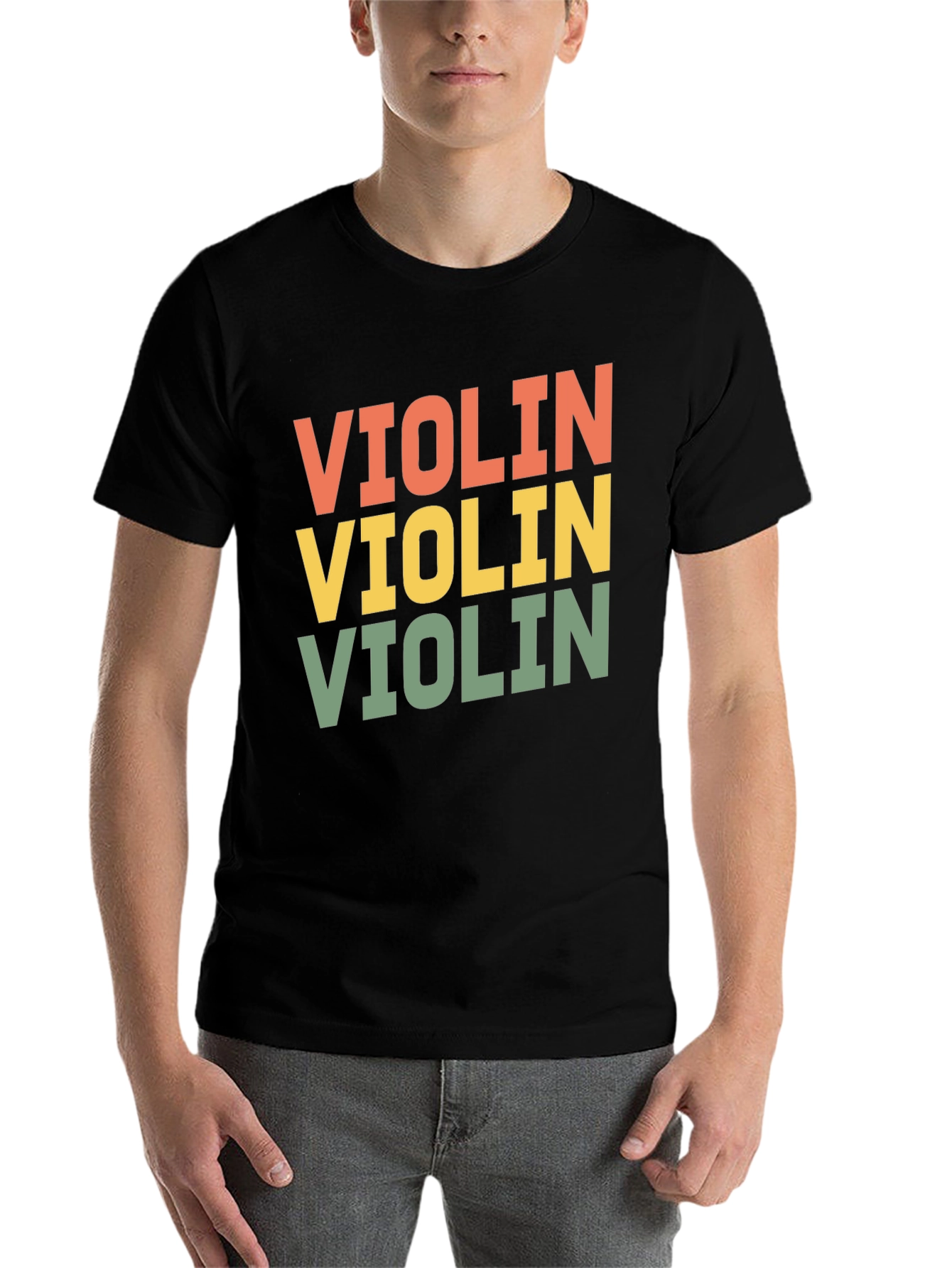 Black Retro Violin Graphic Tee view 7