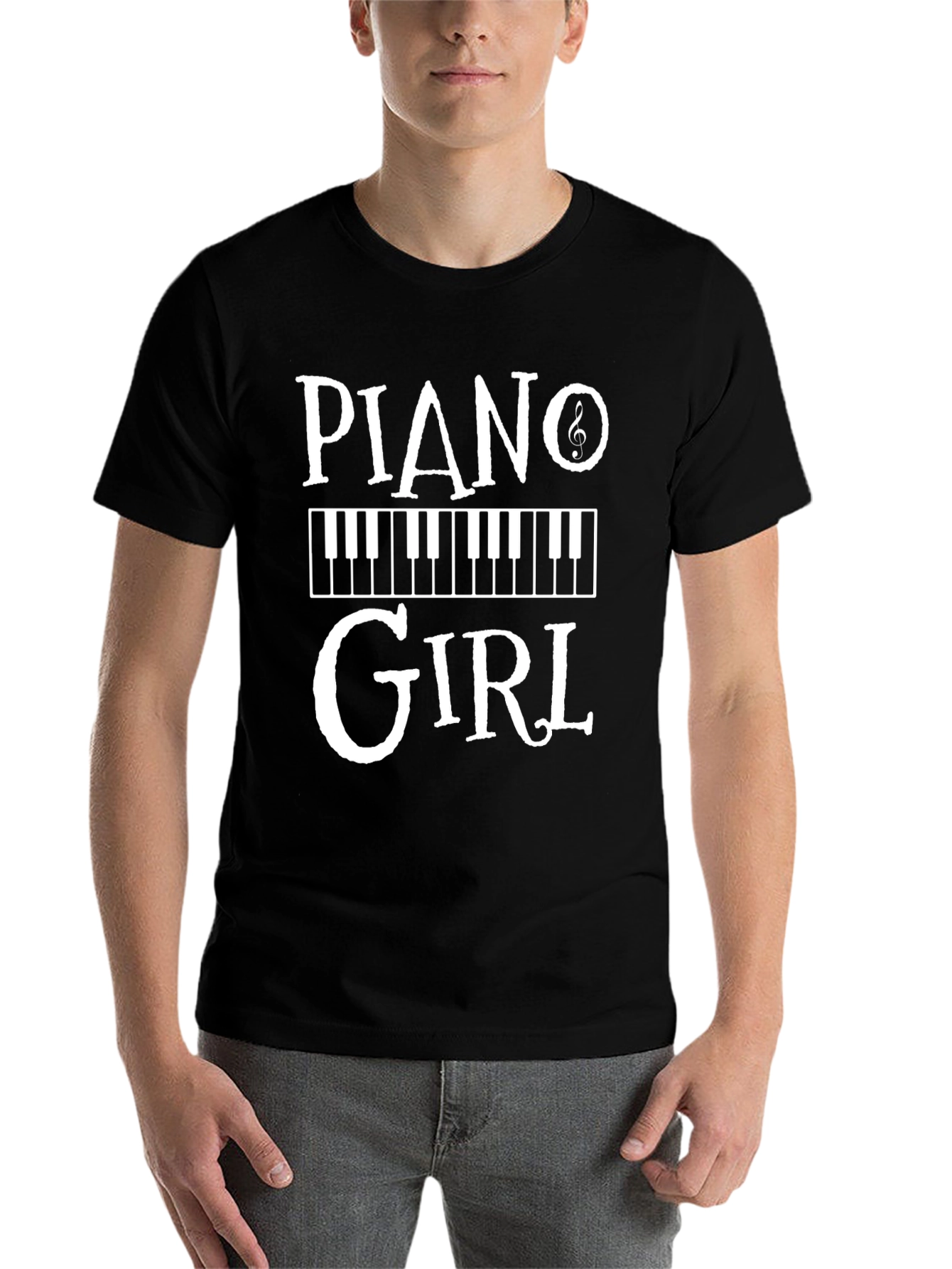Black Piano Girl T-Shirt: Music Lover Tee view 7