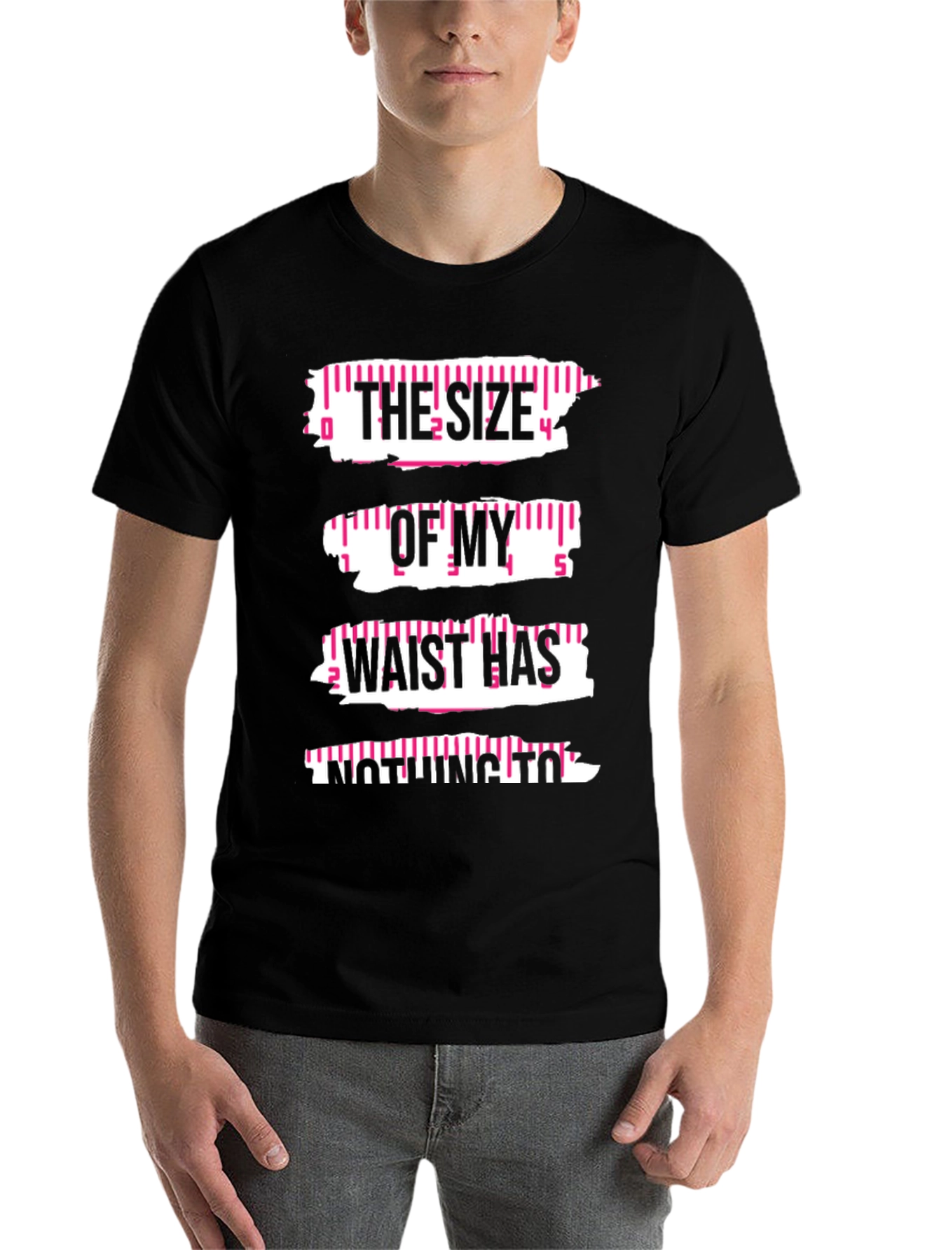 Black Funny Waist Size Graphic Tee view 7