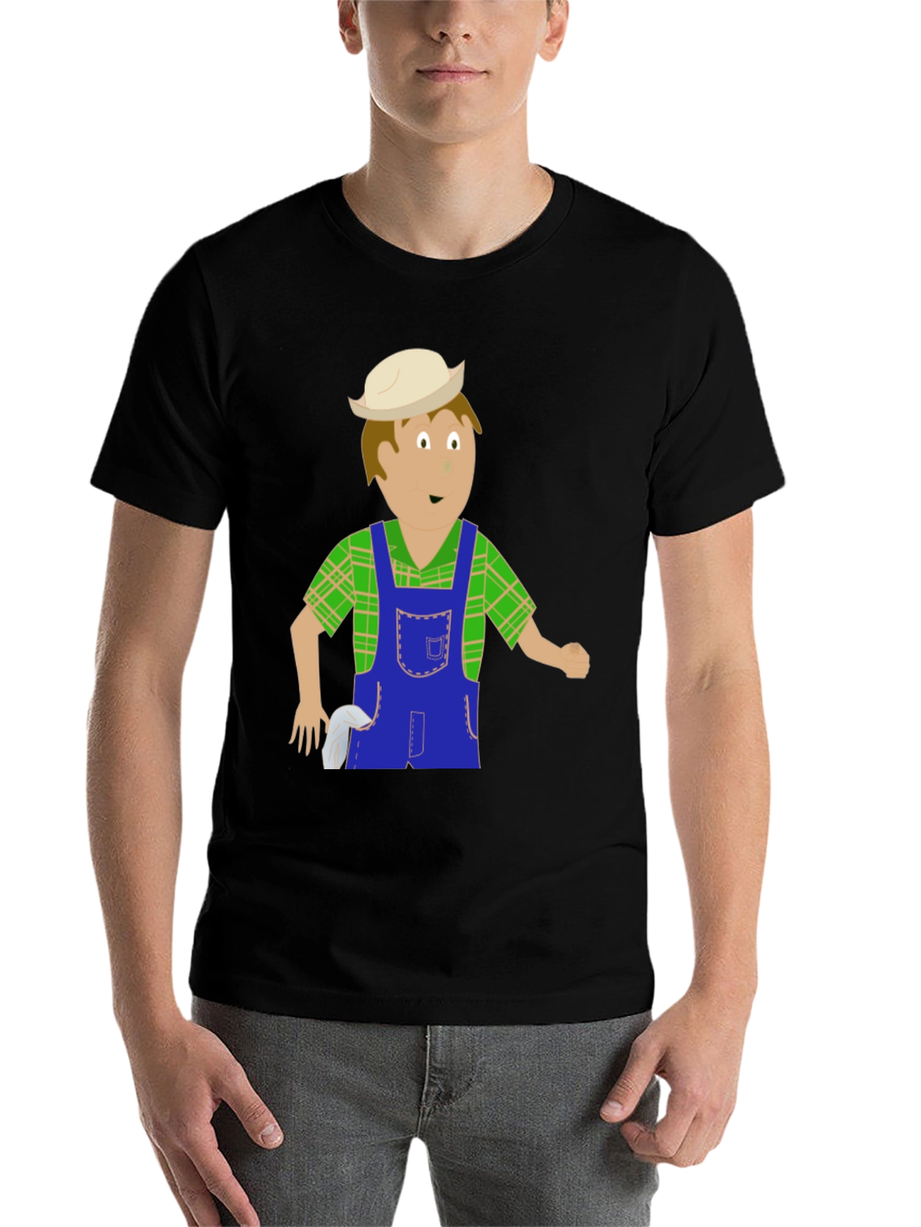 Black Cartoon Farmer Graphic Tee view 7