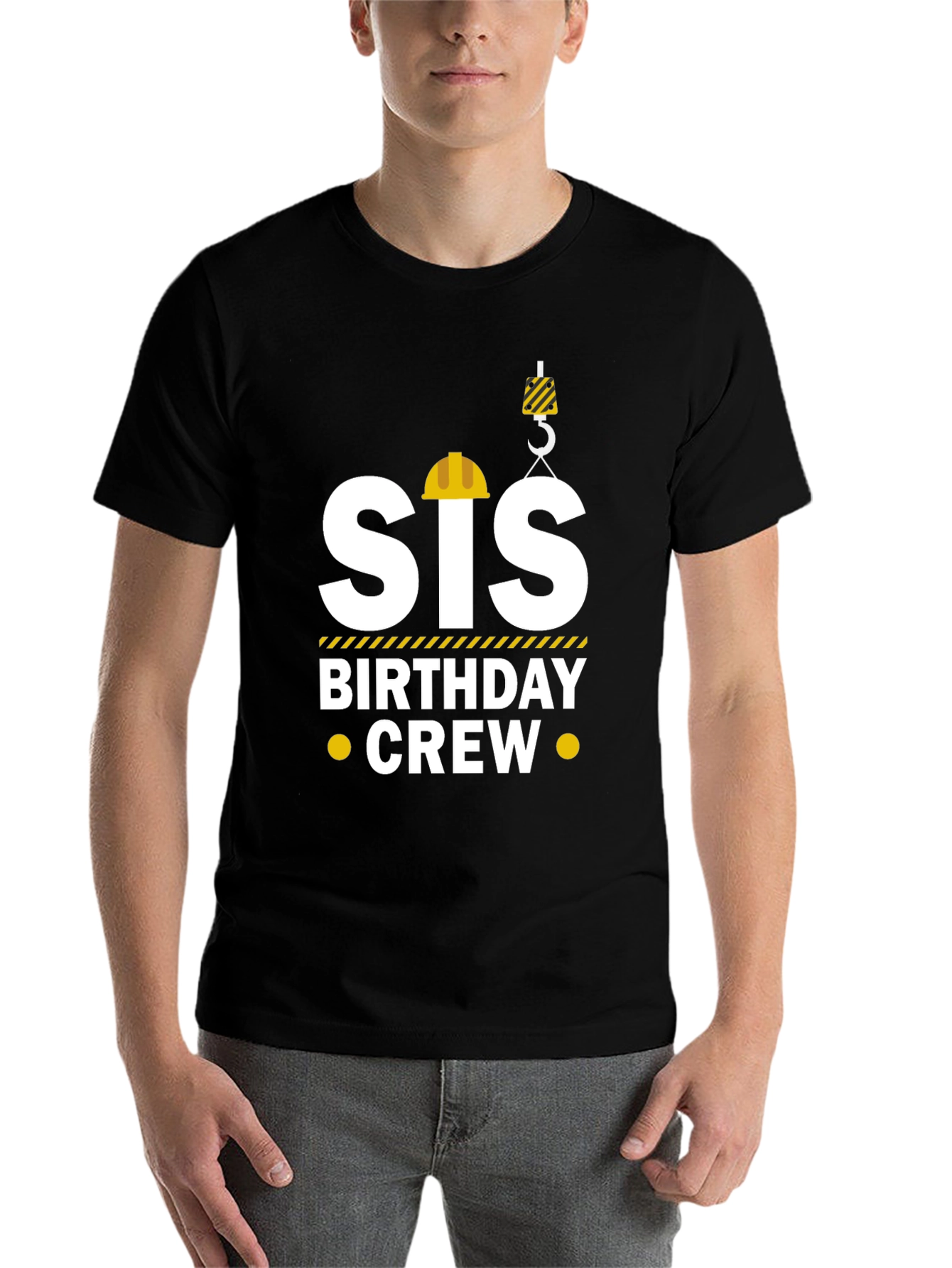 Black Sis Birthday Crew T-Shirt - Construction Theme view 7