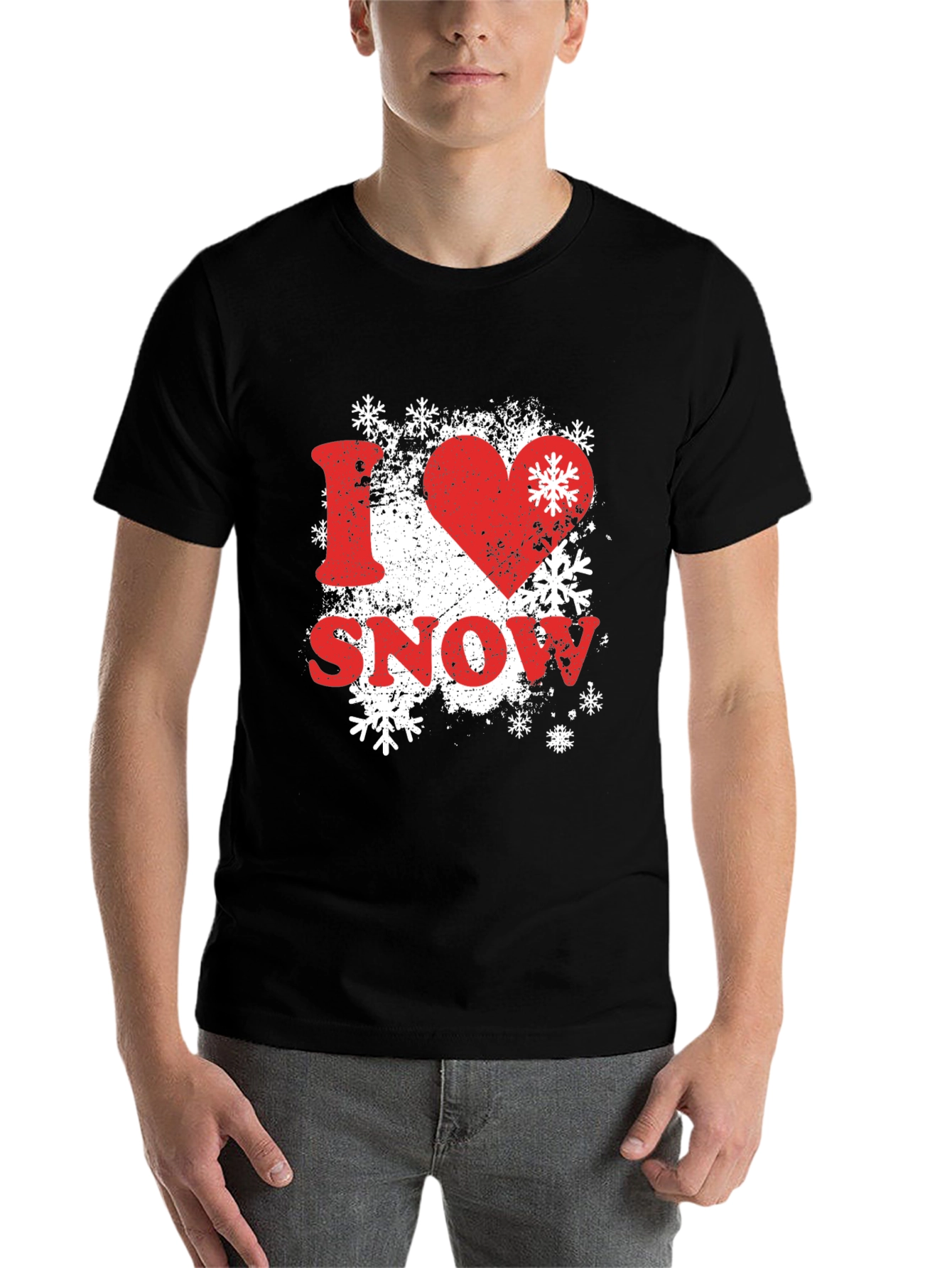 Black I Love Snow Graphic Tee Shirt - Black view 7