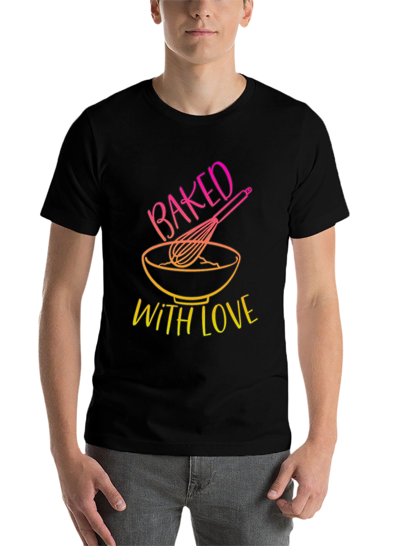 Black Baked With Love T-Shirt - Kitchen & Baking Design view 7
