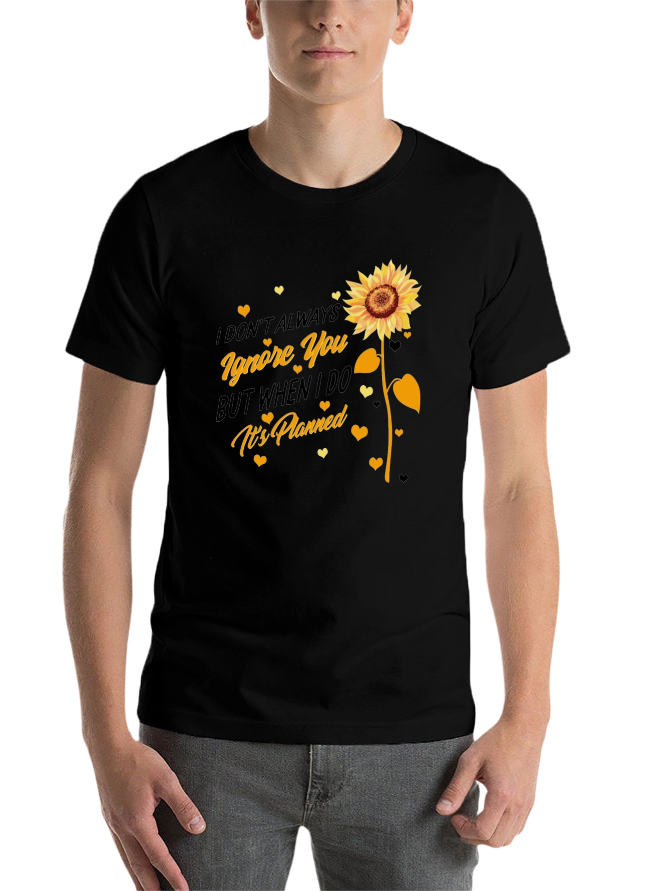 Black Sunflower Ignore You Black Graphic Tee view 7