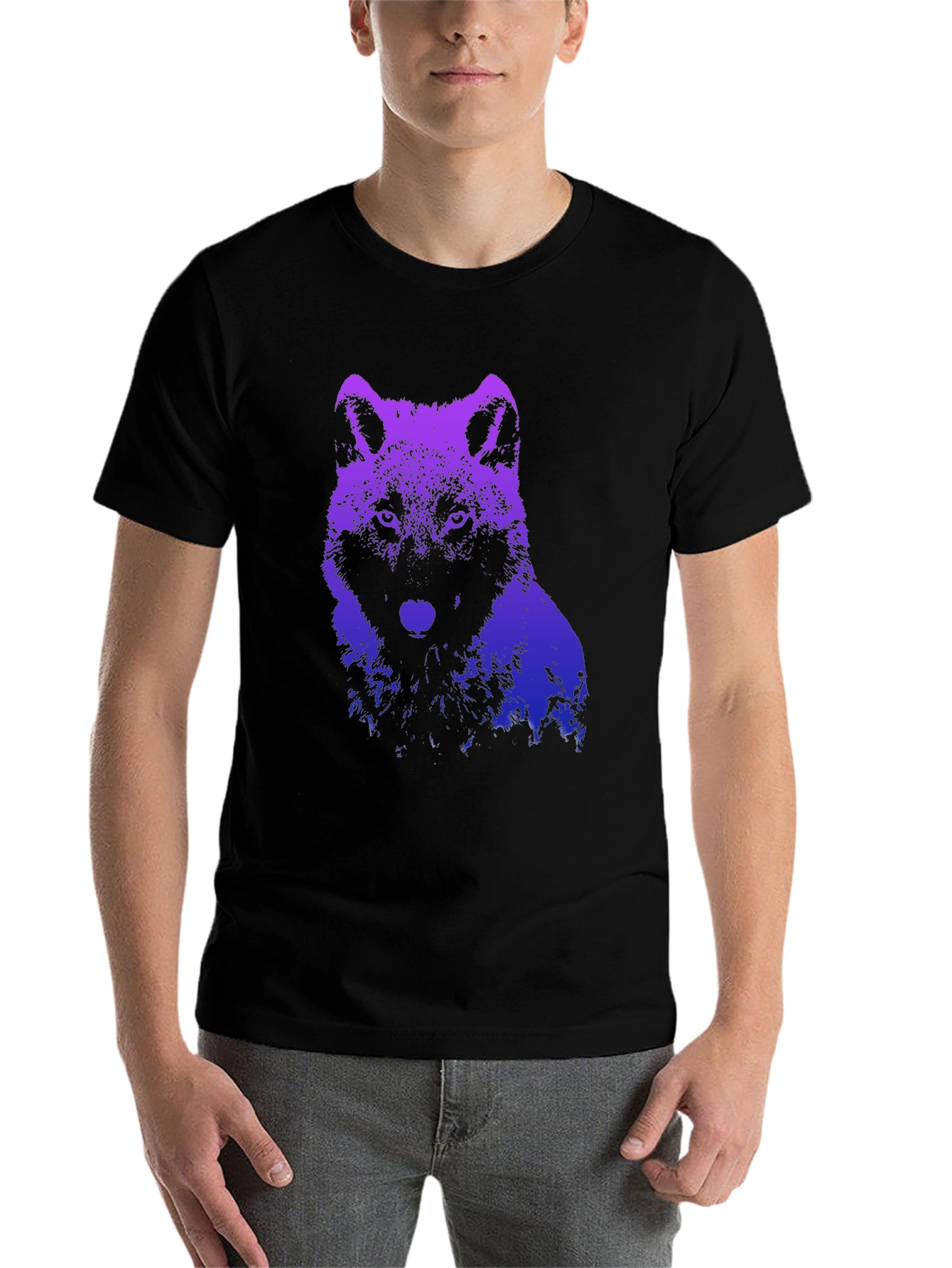 Black Wolf Graphic T-Shirt - Gradient Design view 7