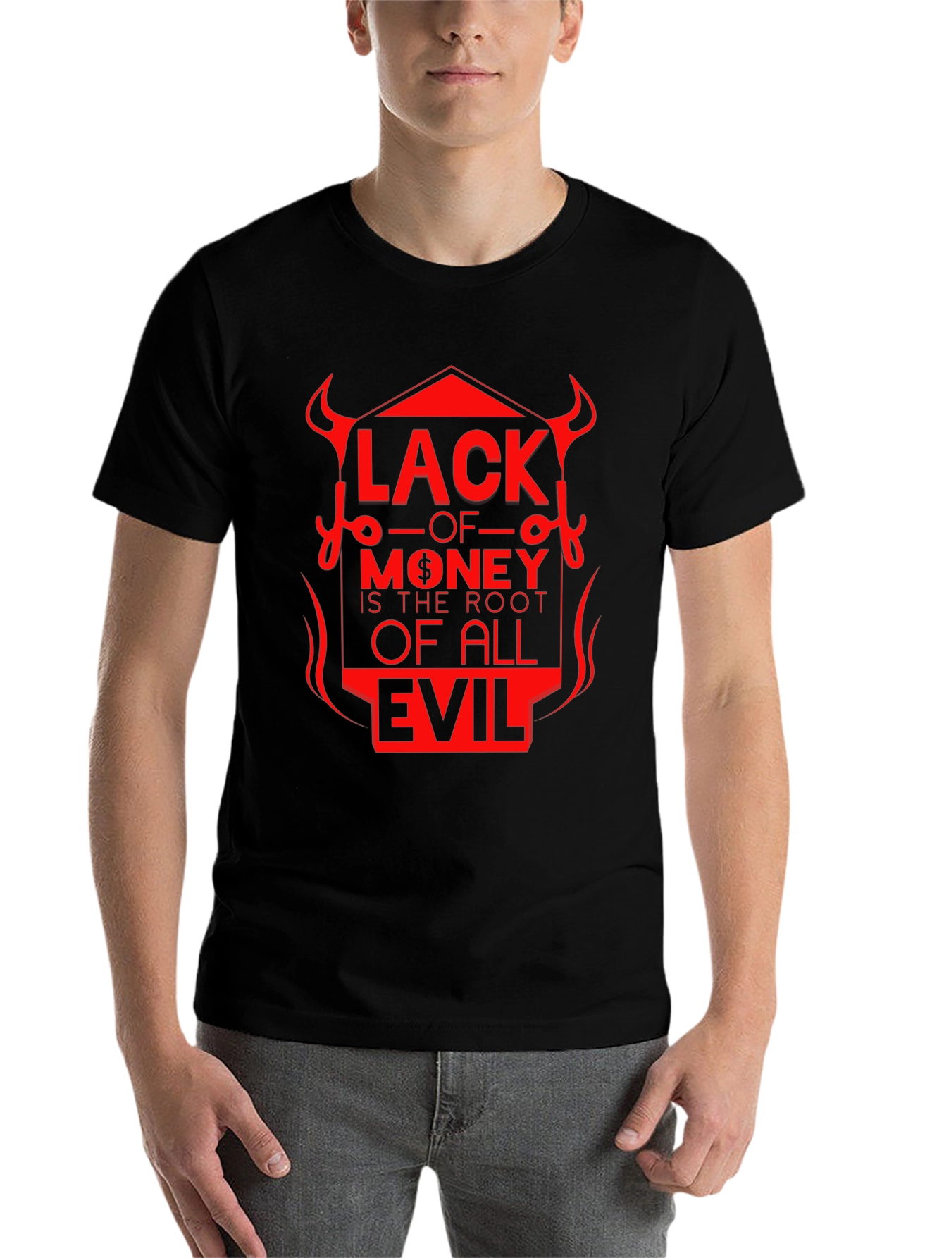 Black Lack of Money Evil Tee - Stylish Graphic T-Shirt view 7