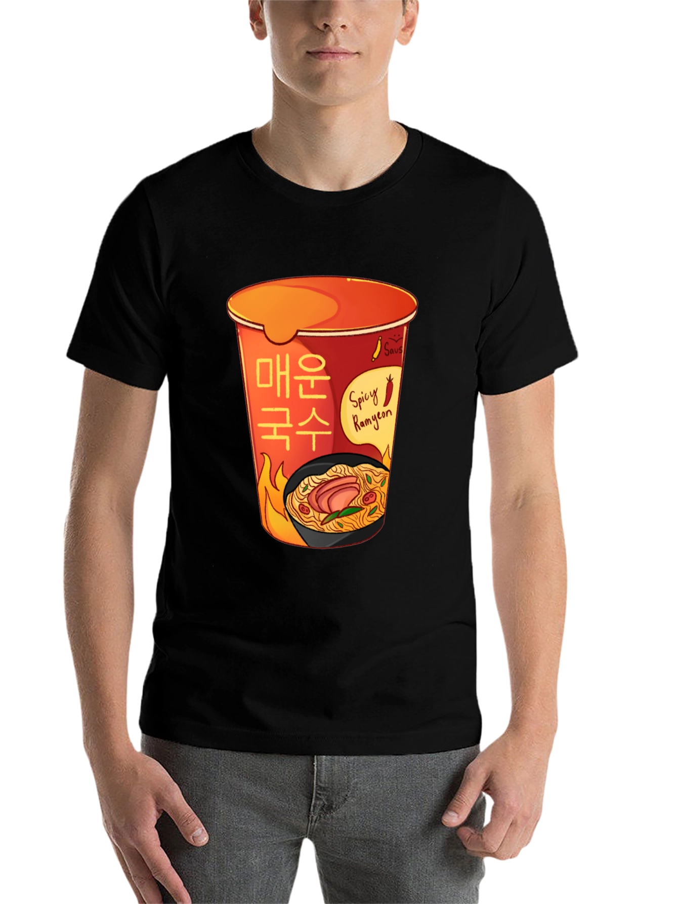 Black Spicy Ramyeon T-Shirt - Ramen Lover Tee view 7