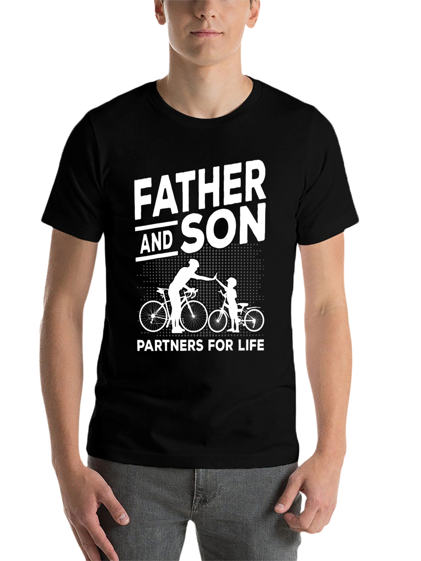 Black Father and Son Biking Partners T-Shirt view 7