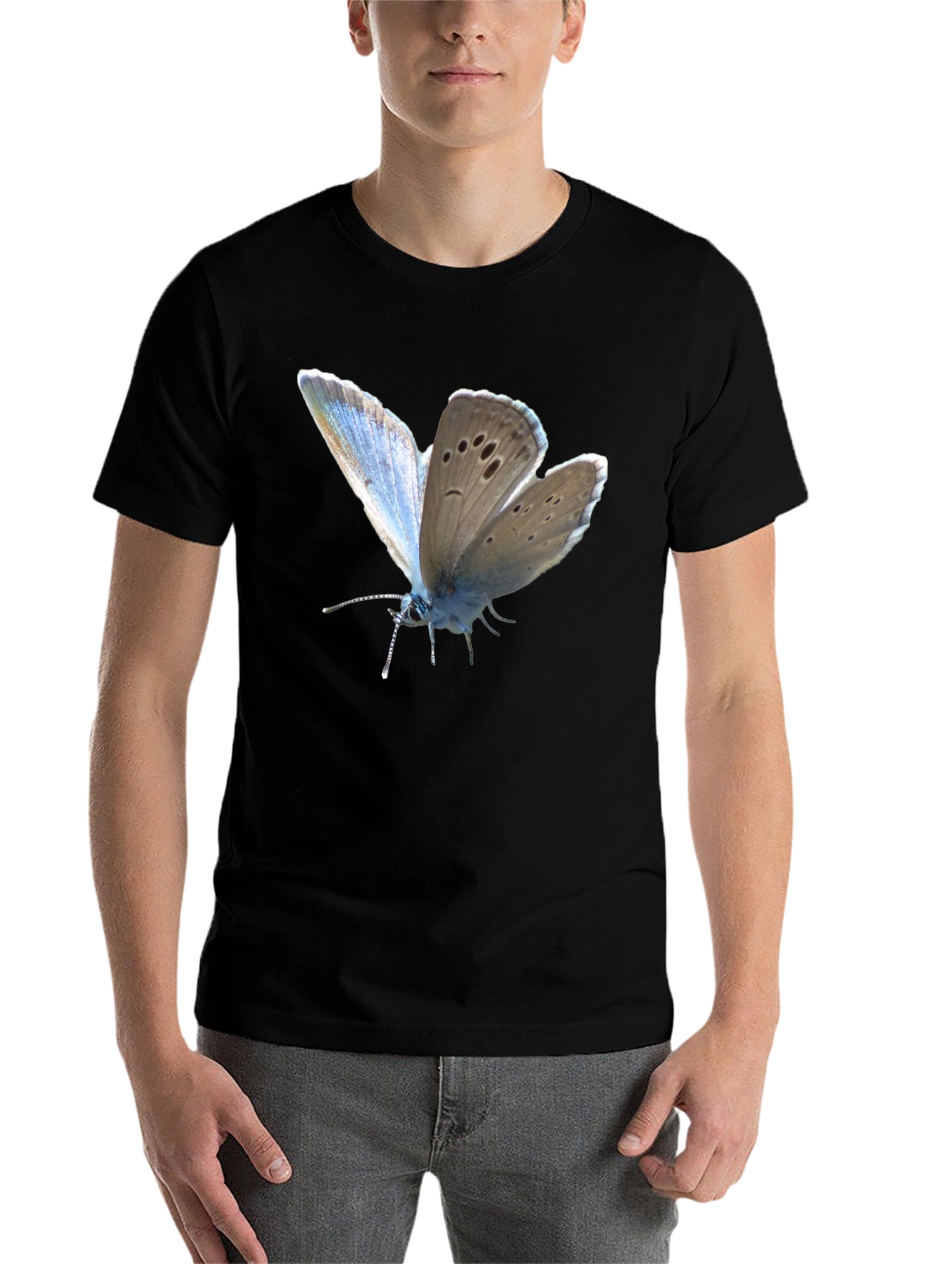 Black Butterfly Print Black T-Shirt view 7