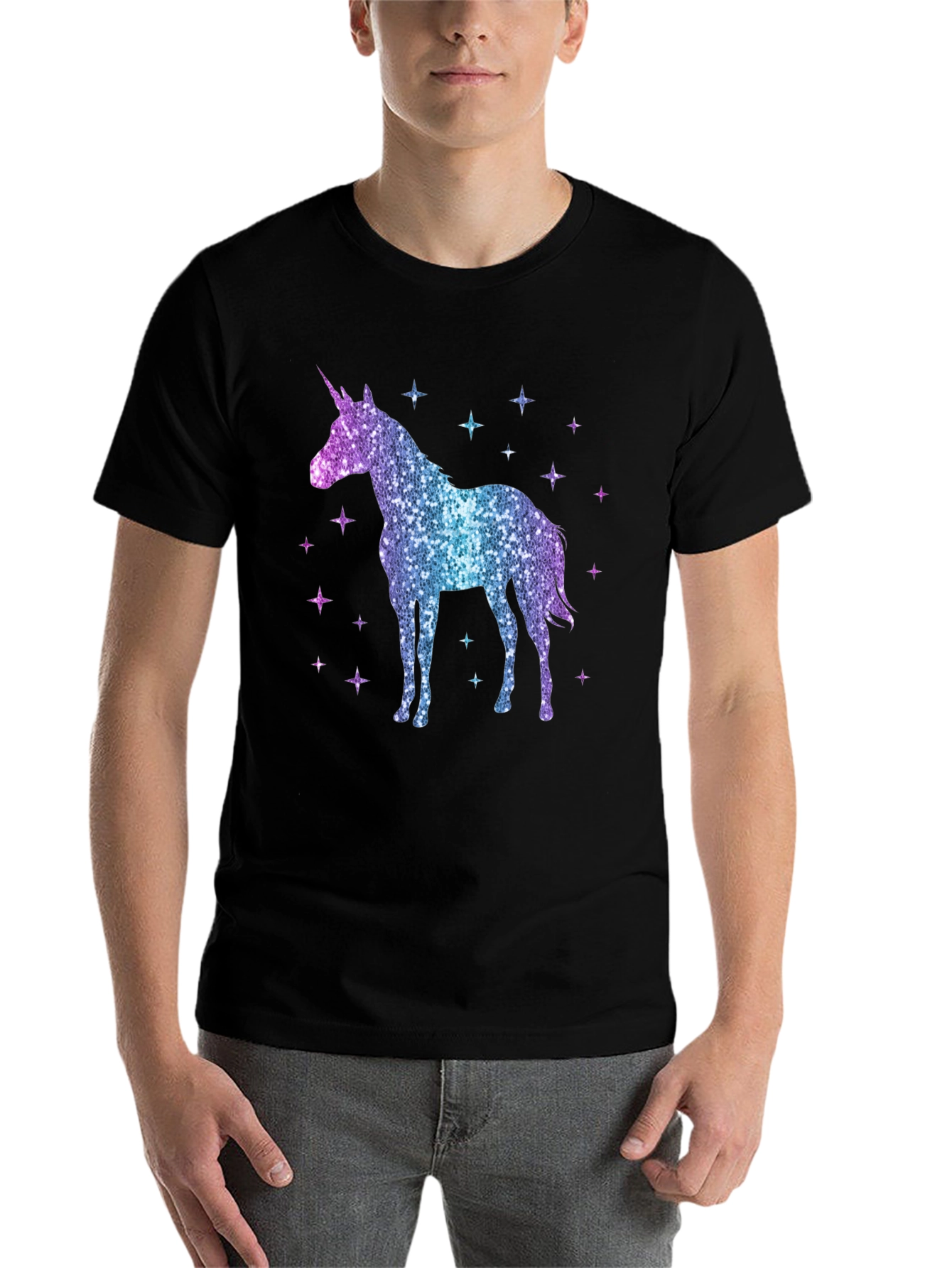 Black Sparkly Unicorn Graphic Tee - Magical Style view 7