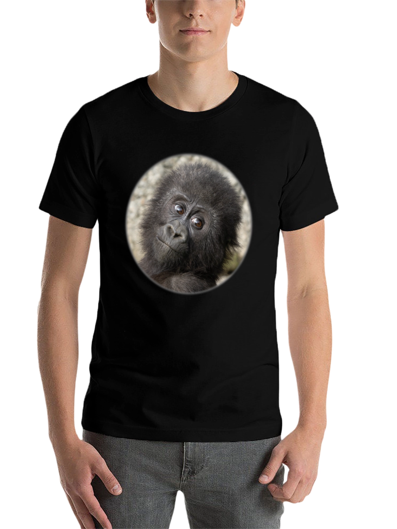Black Cool Gorilla Portrait Black T-Shirt view 7