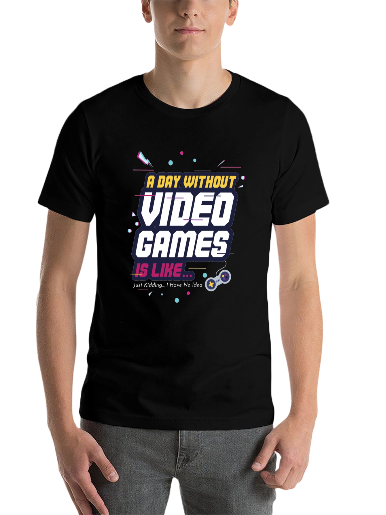 Black A Day Without Video Games Funny T-Shirt view 7