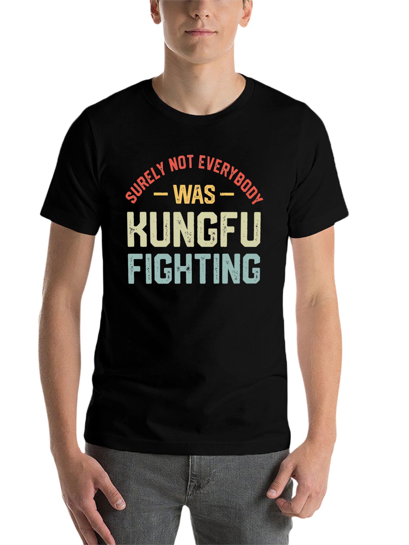 Black Kung Fu Fighting Retro T-Shirt view 7