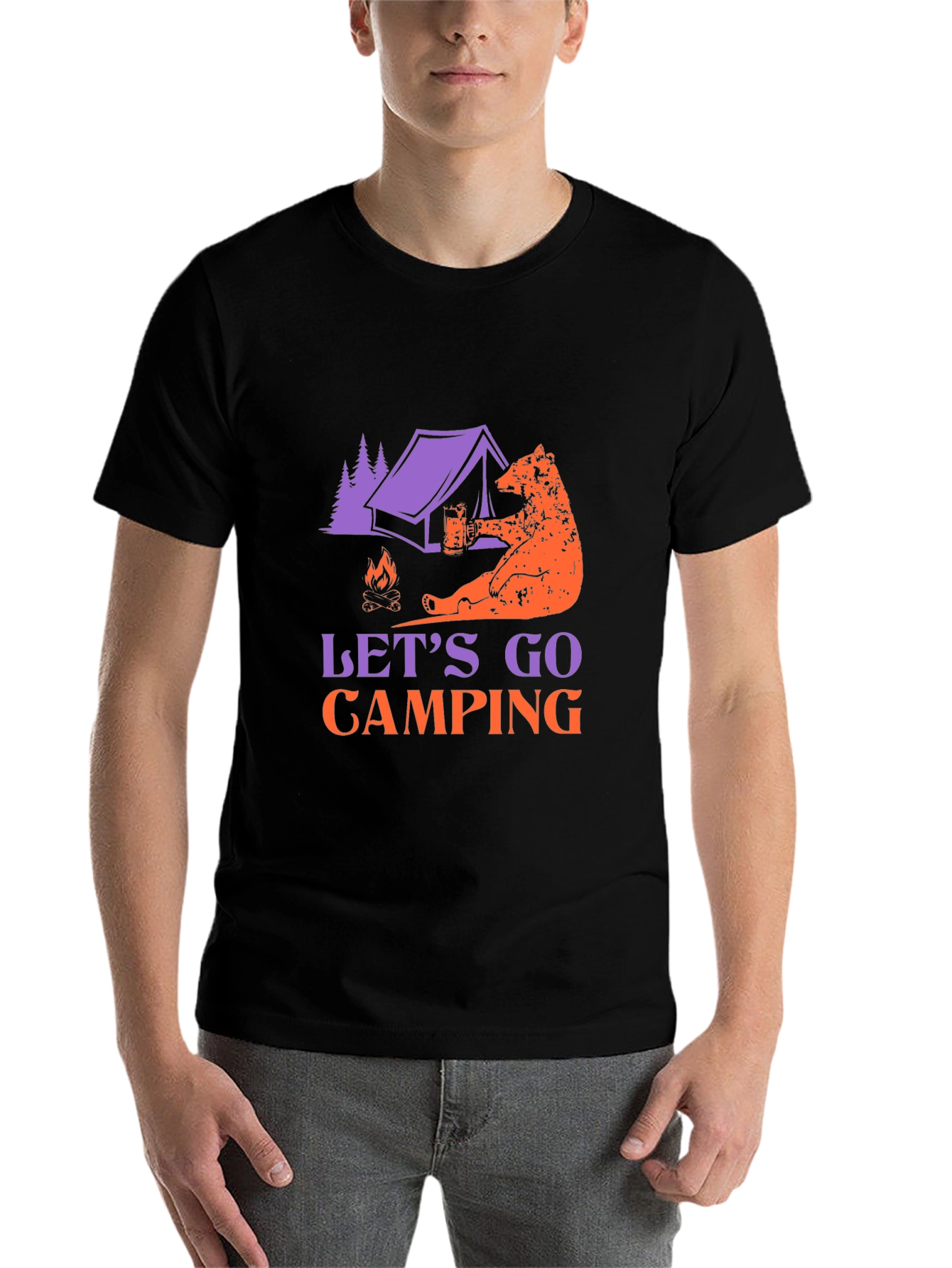 Black Camping Bear T-Shirt view 7