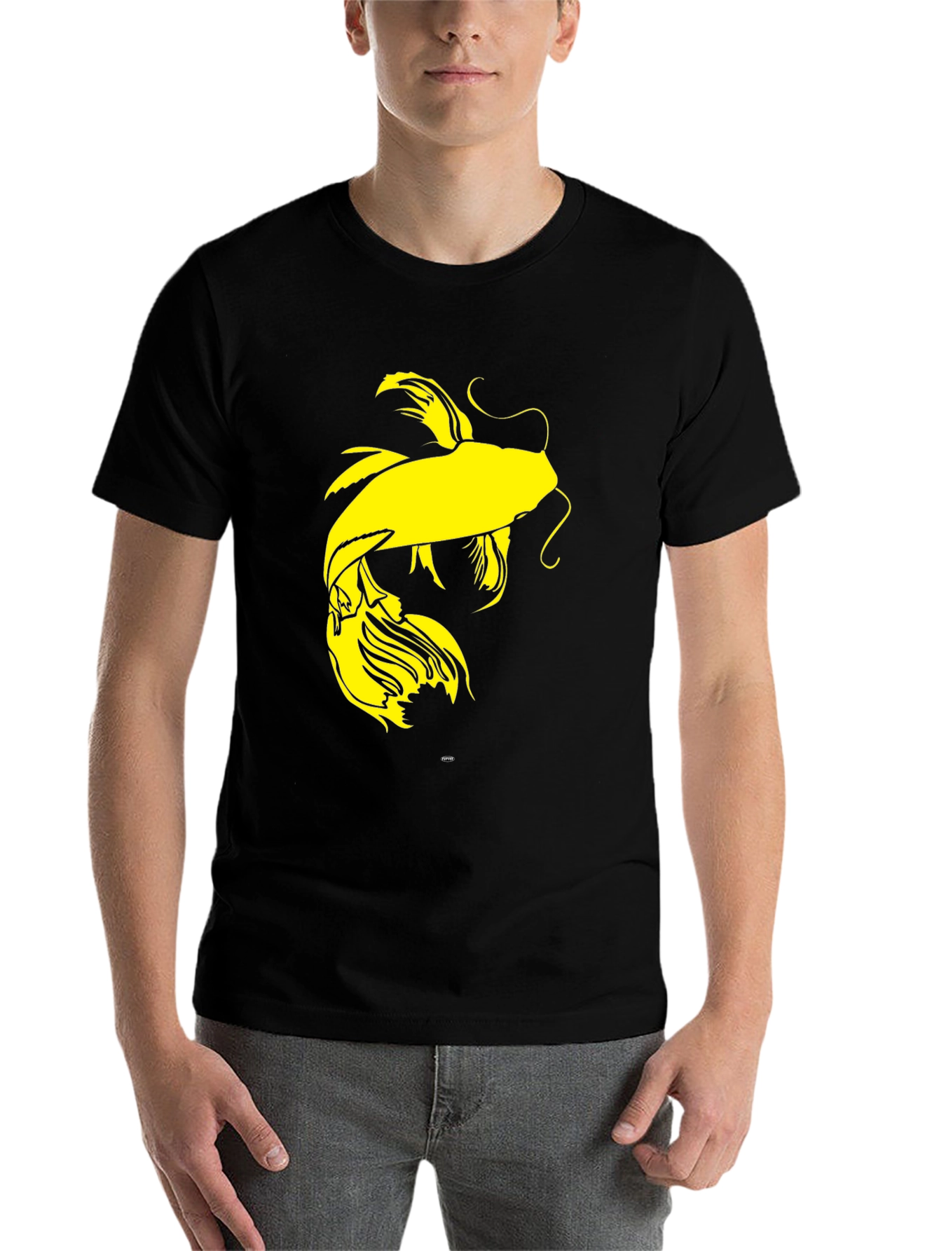 Black Koi Fish Graphic Tee - Black Cotton Blend view 7