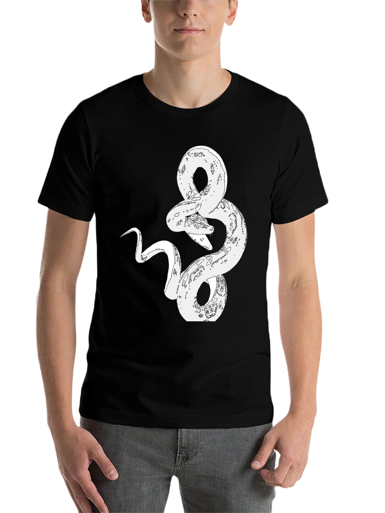 Black Snake Graphic Print Tee - Stylish Black T-Shirt view 7