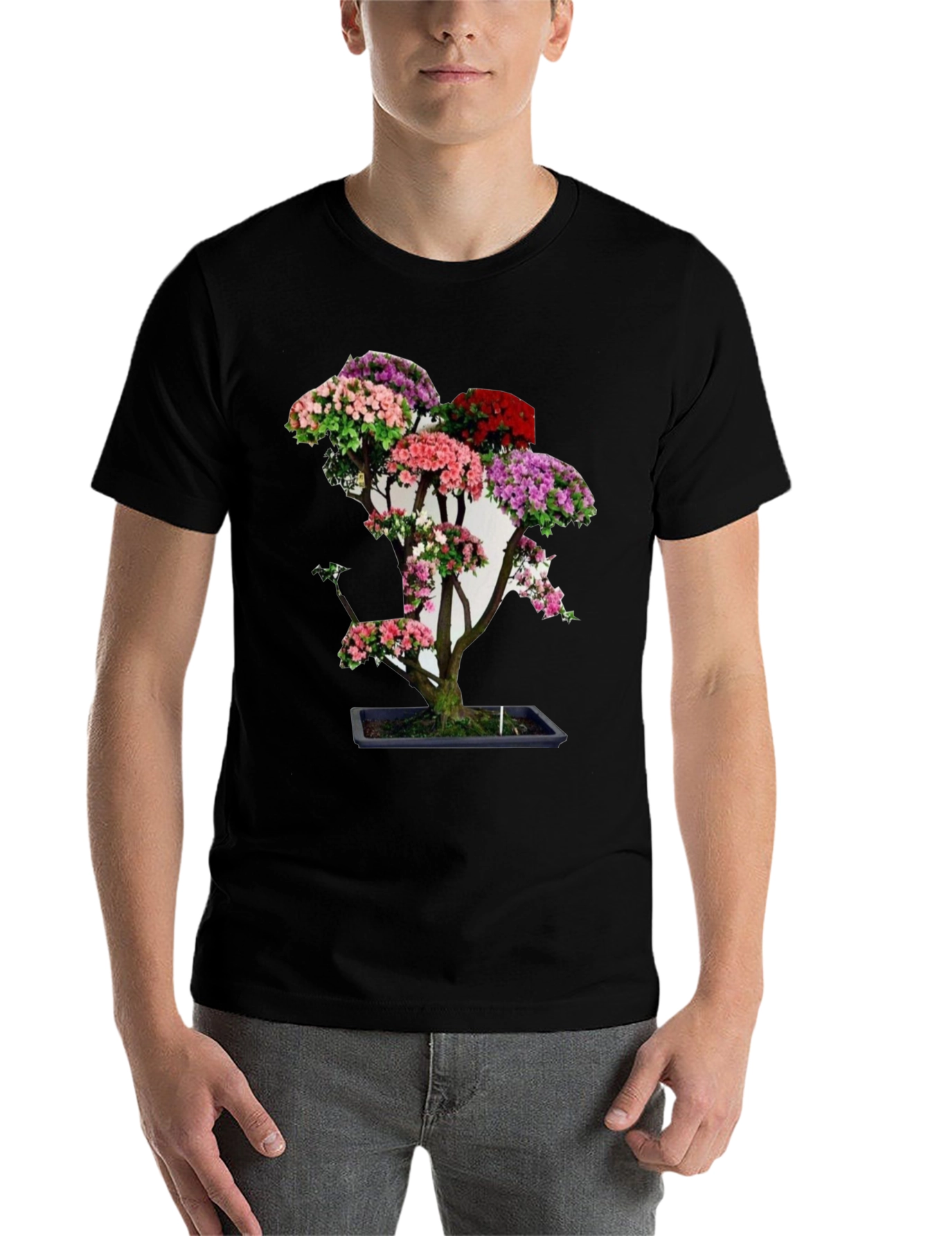 Black Bonsai Tree Graphic Tee - Unique Floral Design view 7