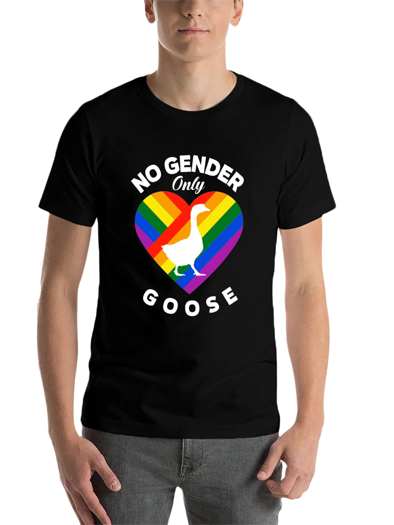 Black No Gender Only Goose Pride T-Shirt view 7