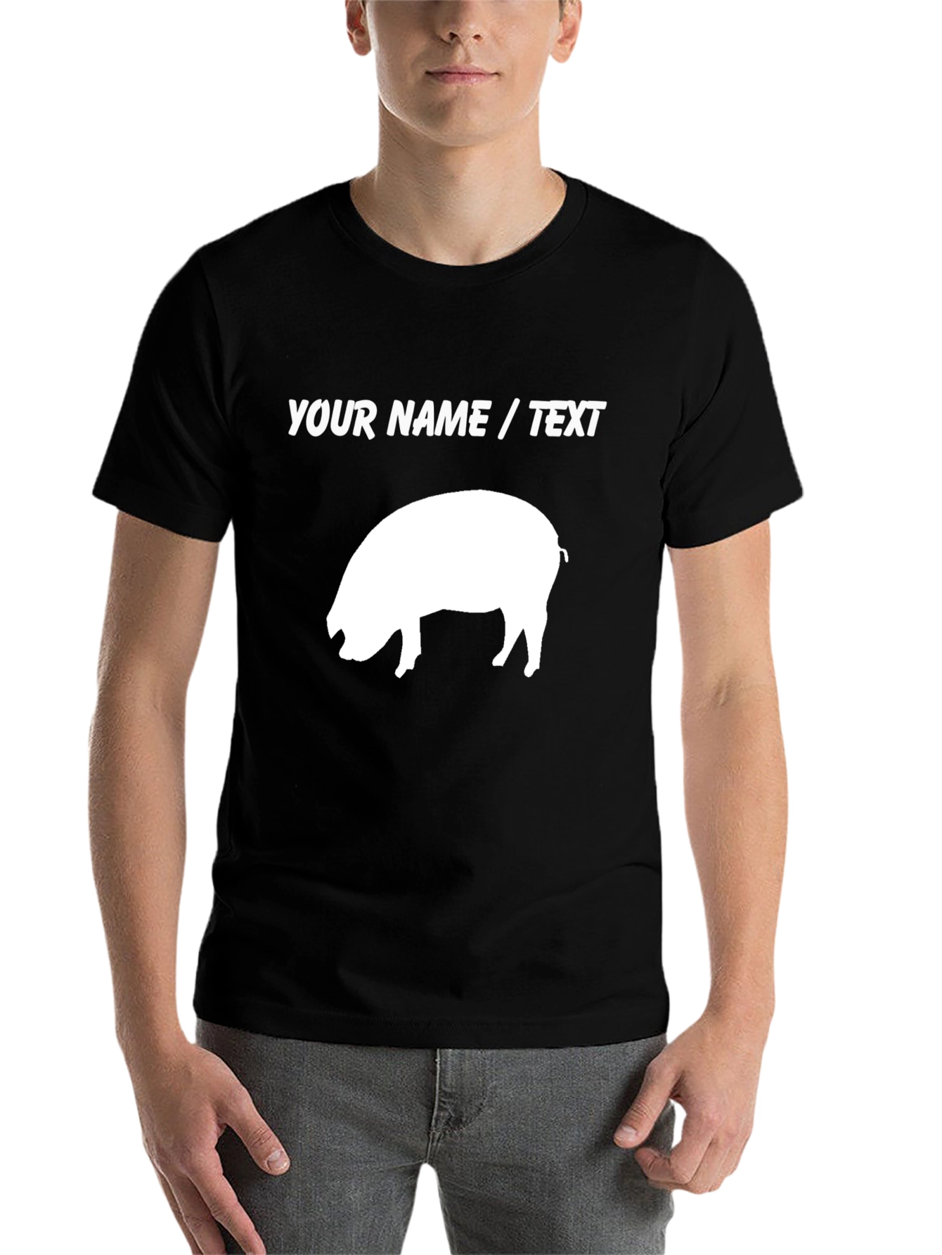 Custom Pig Graphic T-Shirt - Add Your Text! - 7