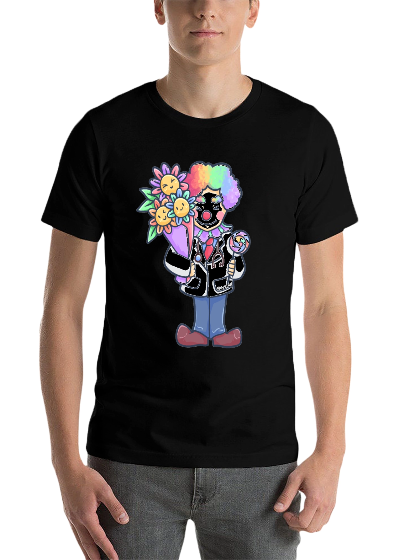 Black Clown Doctor T-Shirt with Flowers & Lollipop view 7