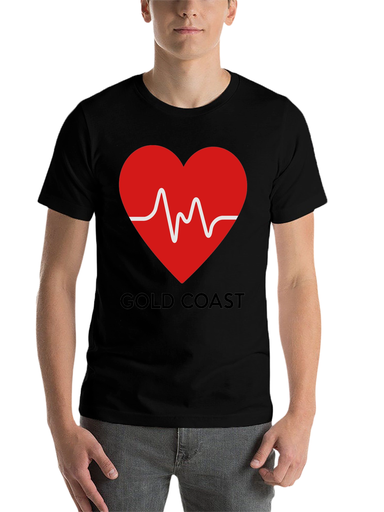 Black Gold Coast Heartbeat T-Shirt view 7
