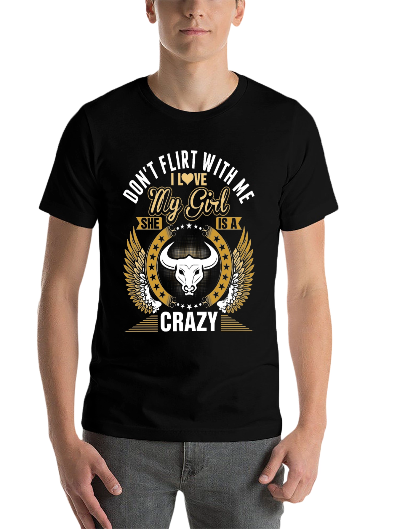Black Don't Flirt With Me My Girl Is Crazy T-Shirt view 7