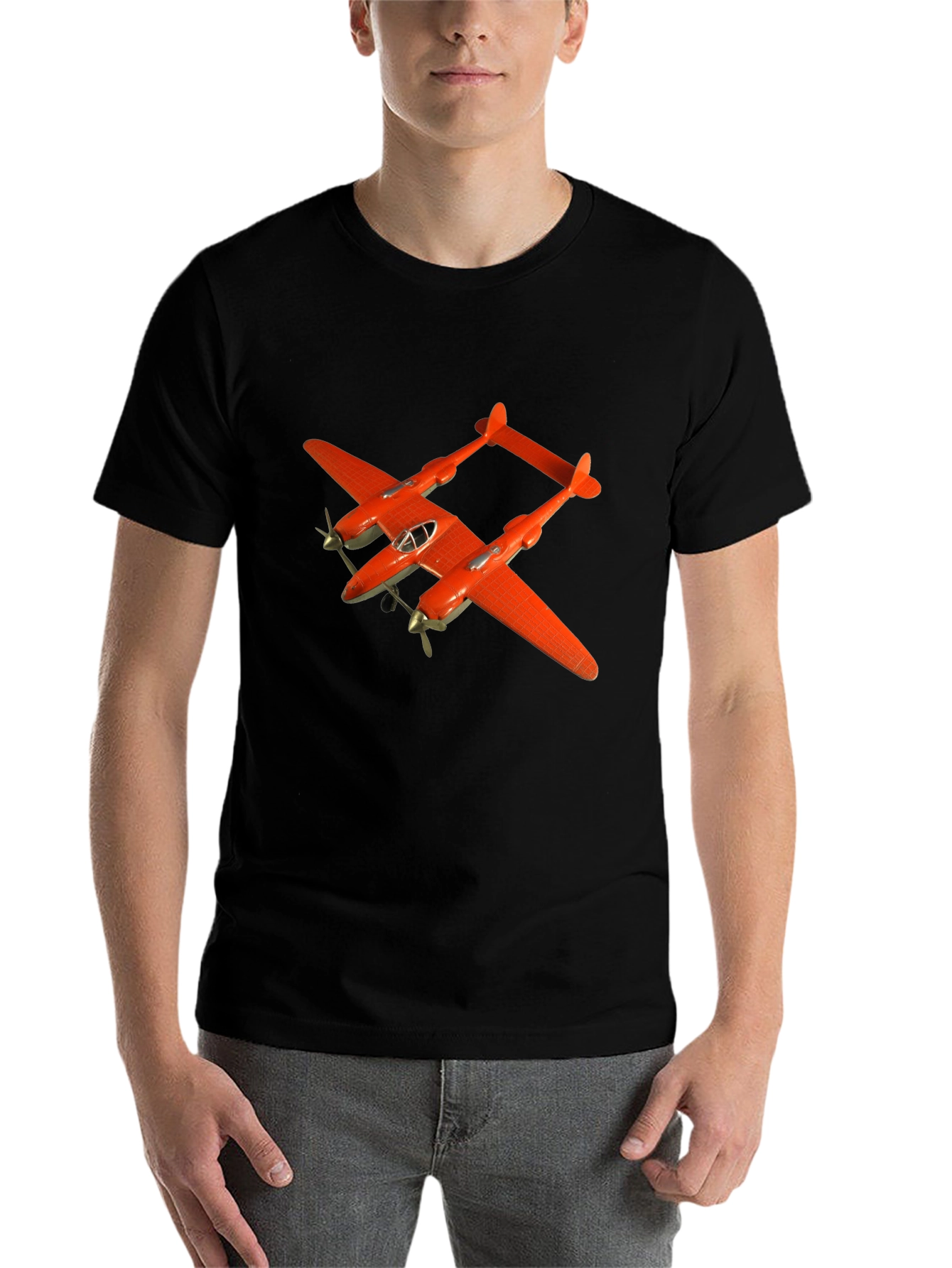 Black Retro Plane T-Shirt - Black Cotton Tee view 7