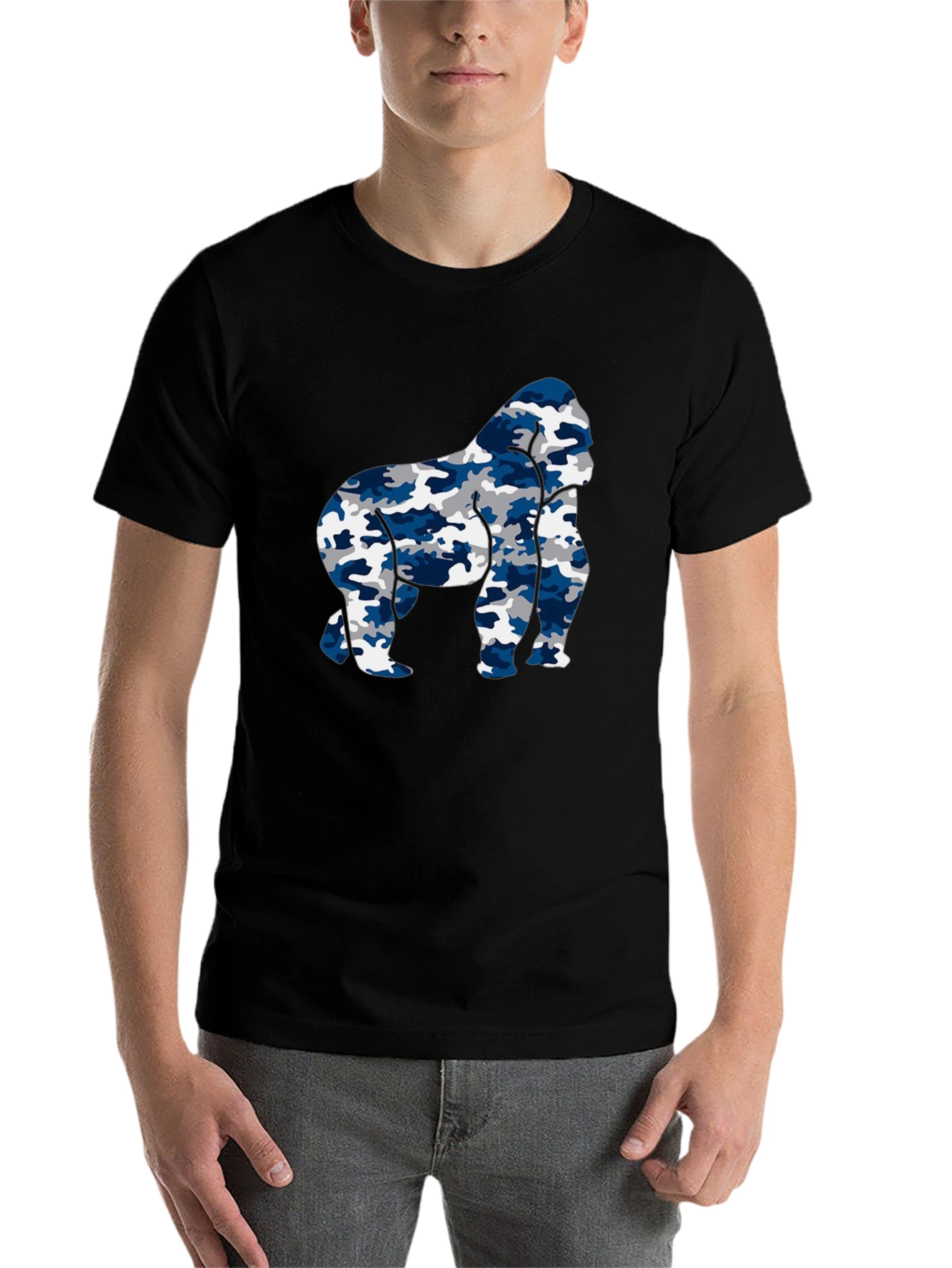 Black Camo Gorilla Graphic Tee - Men's Black T-Shirt view 7