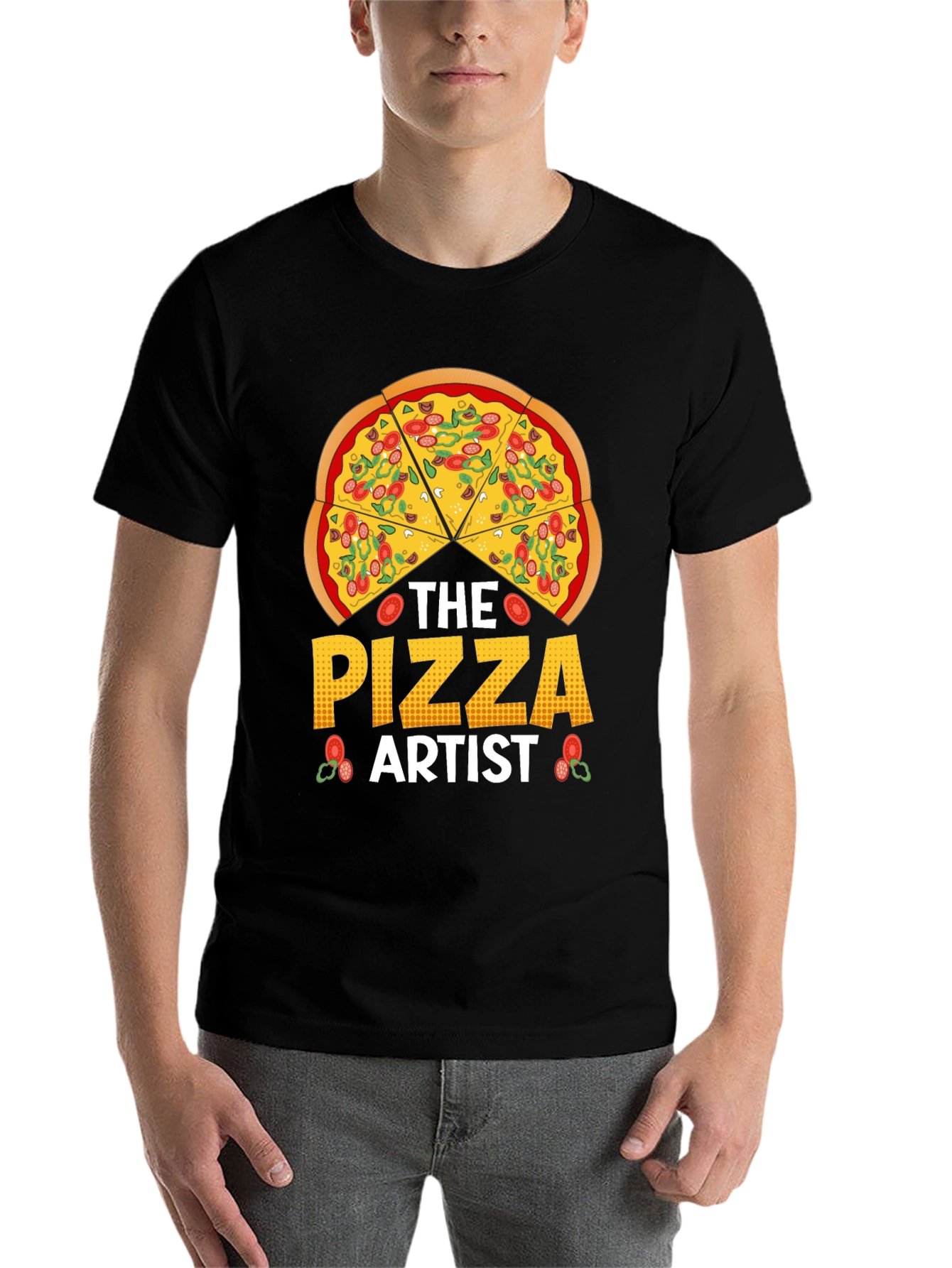 Black The Pizza Artist T-Shirt - Foodie Graphic Tee view 7