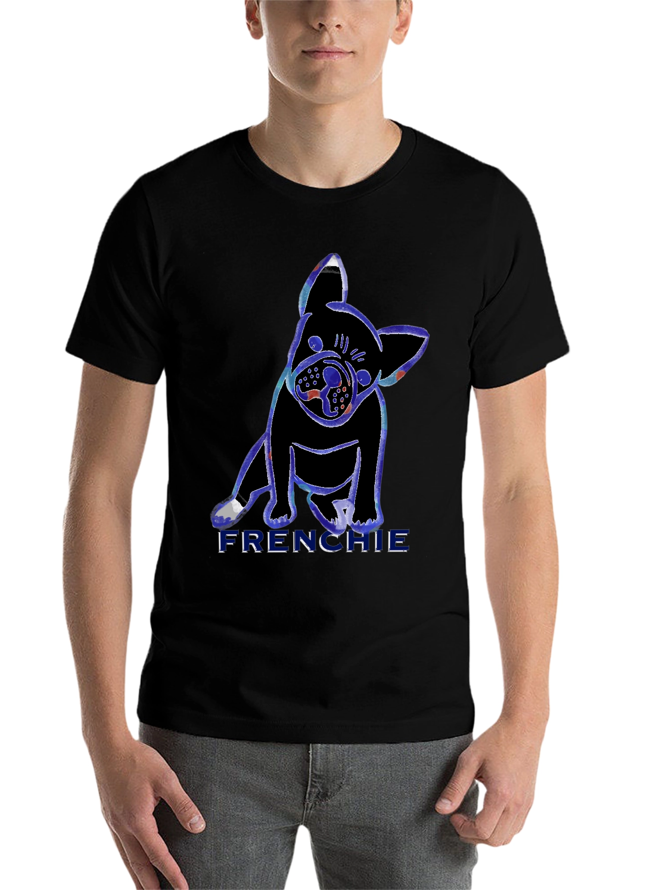 Black Frenchie Dog Graphic T-Shirt view 7