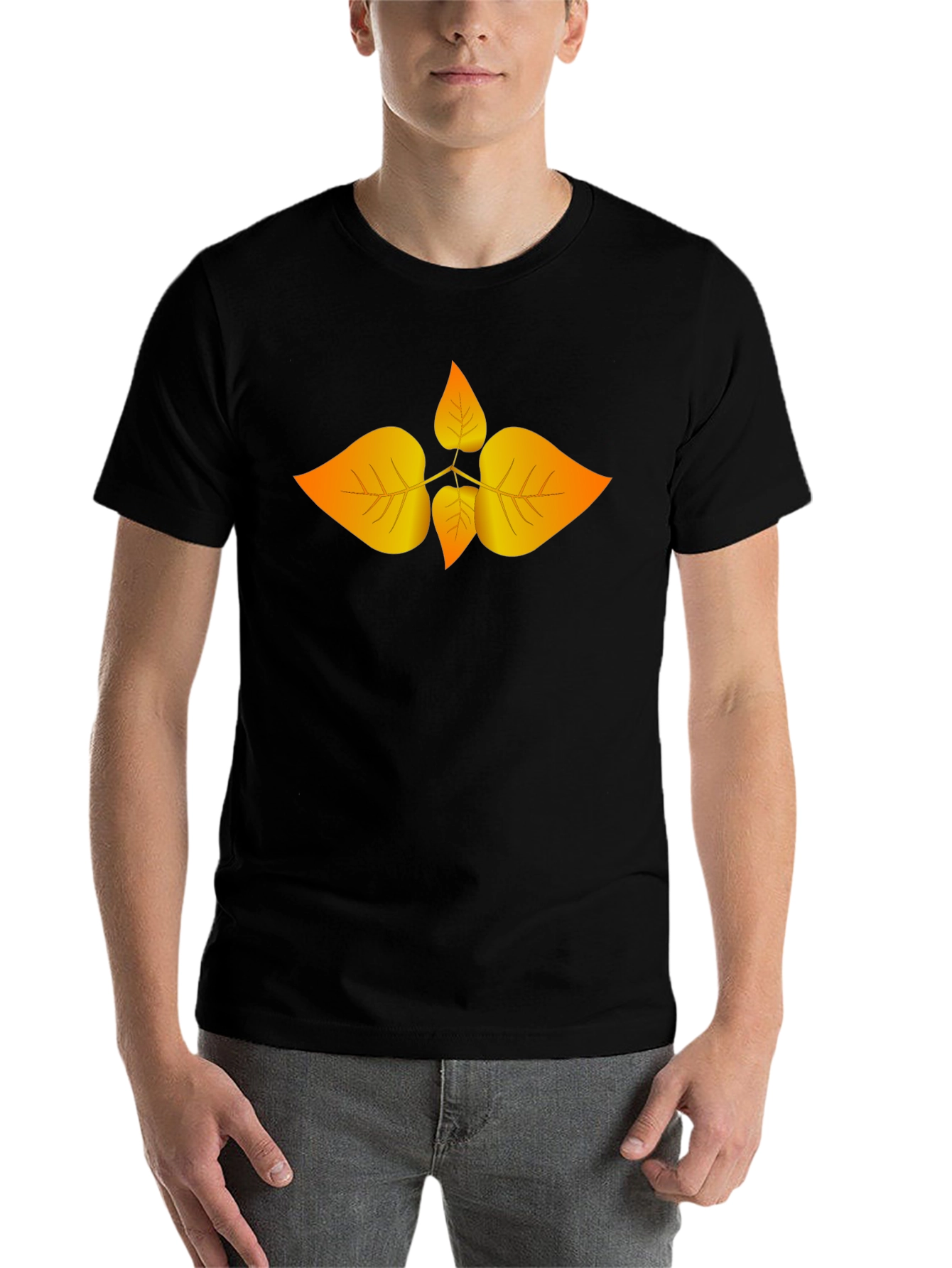 Black Autumn Leaf Graphic Black T-Shirt view 7