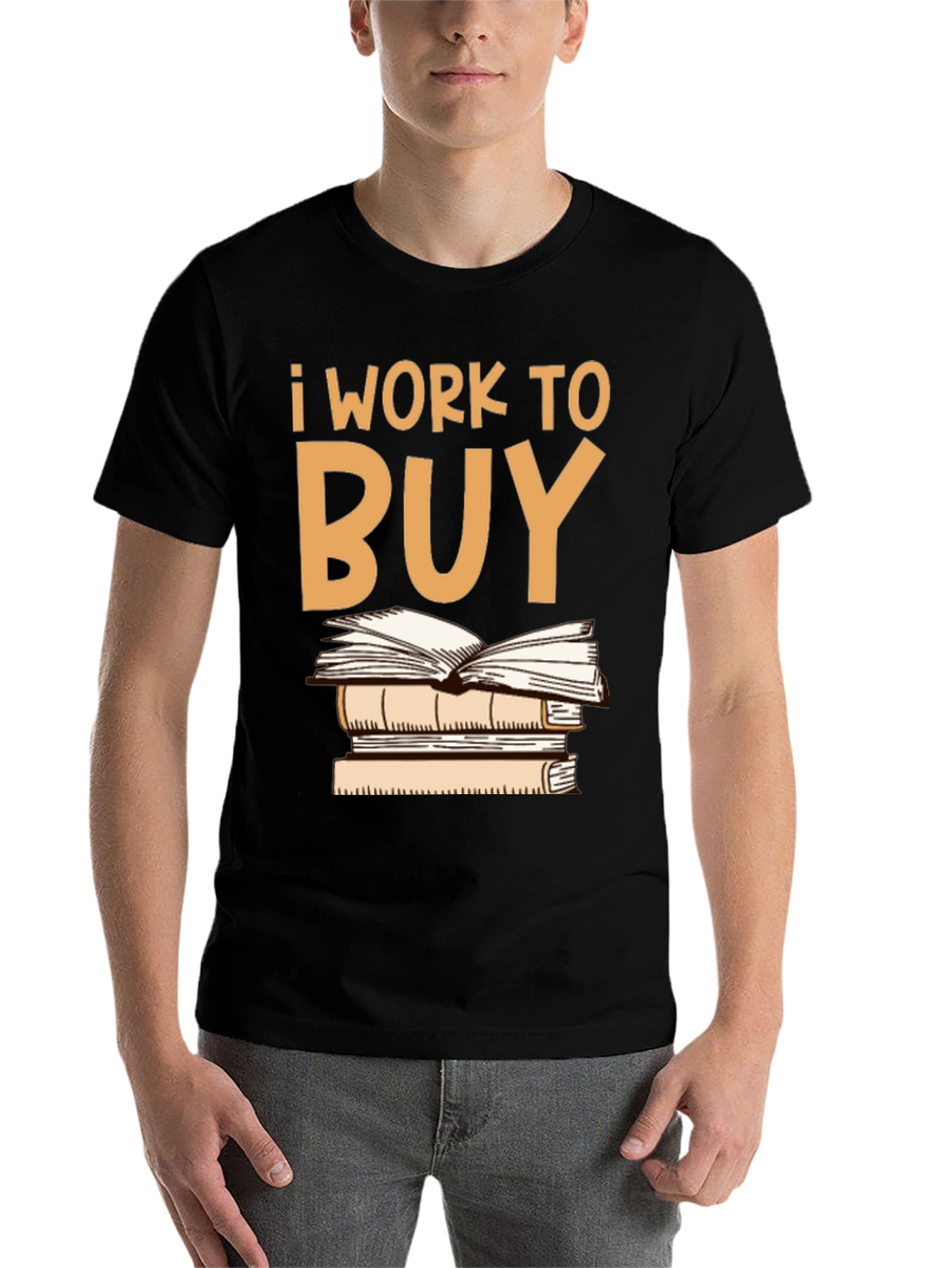 Black I Work To Buy Books Graphic Tee view 7