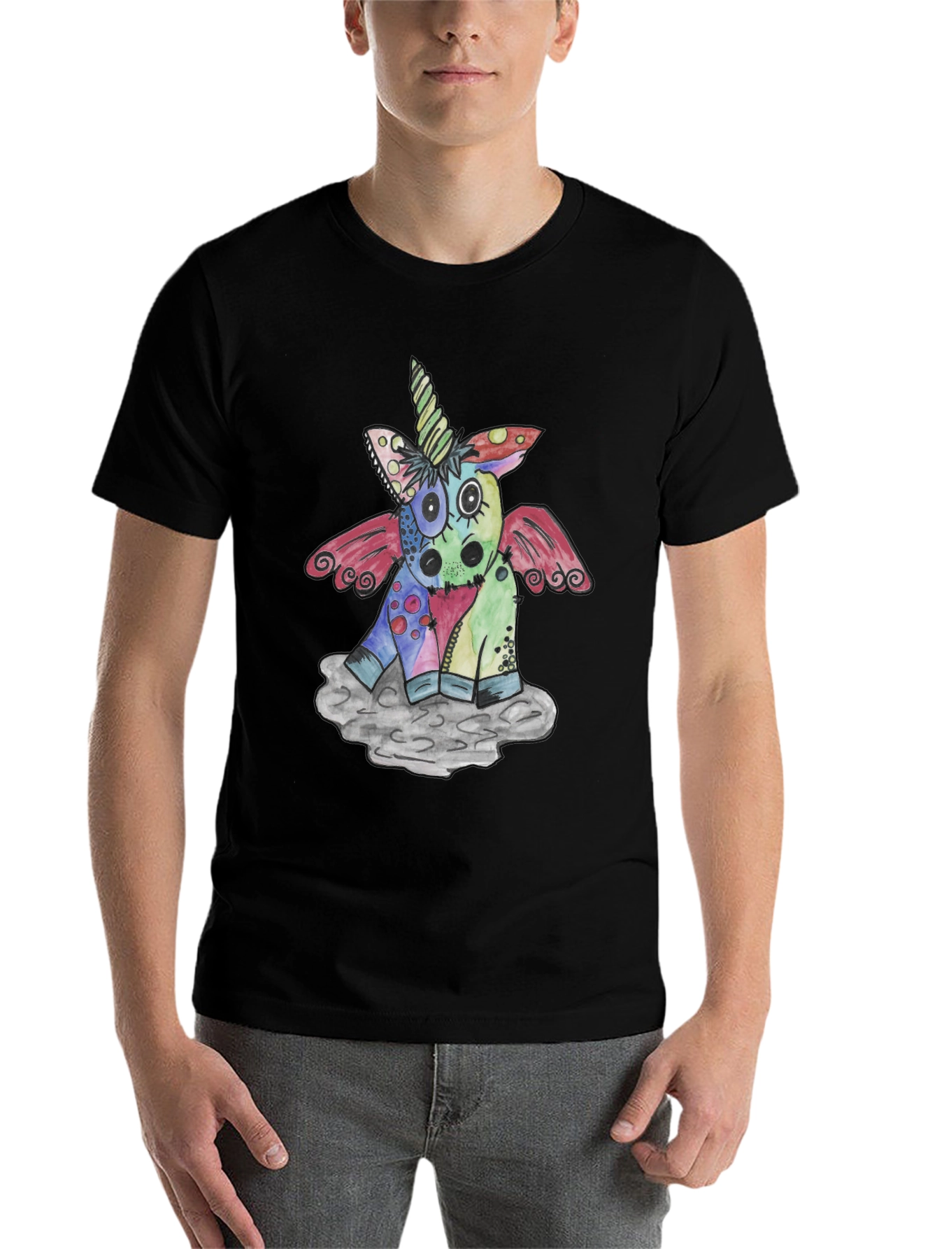 Black Unicorn Creature Black T-Shirt view 7