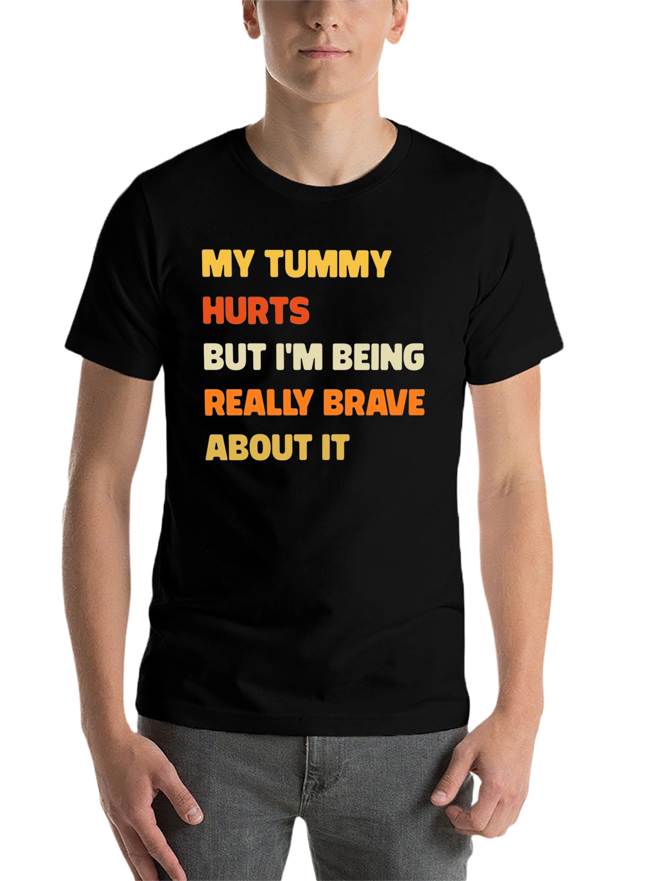 Black Funny Tummy Hurts Brave Graphic Tee view 7