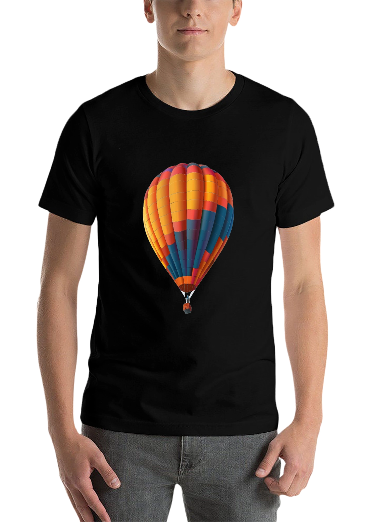 Black Hot Air Balloon Graphic Tee - Stylish & Unique view 7