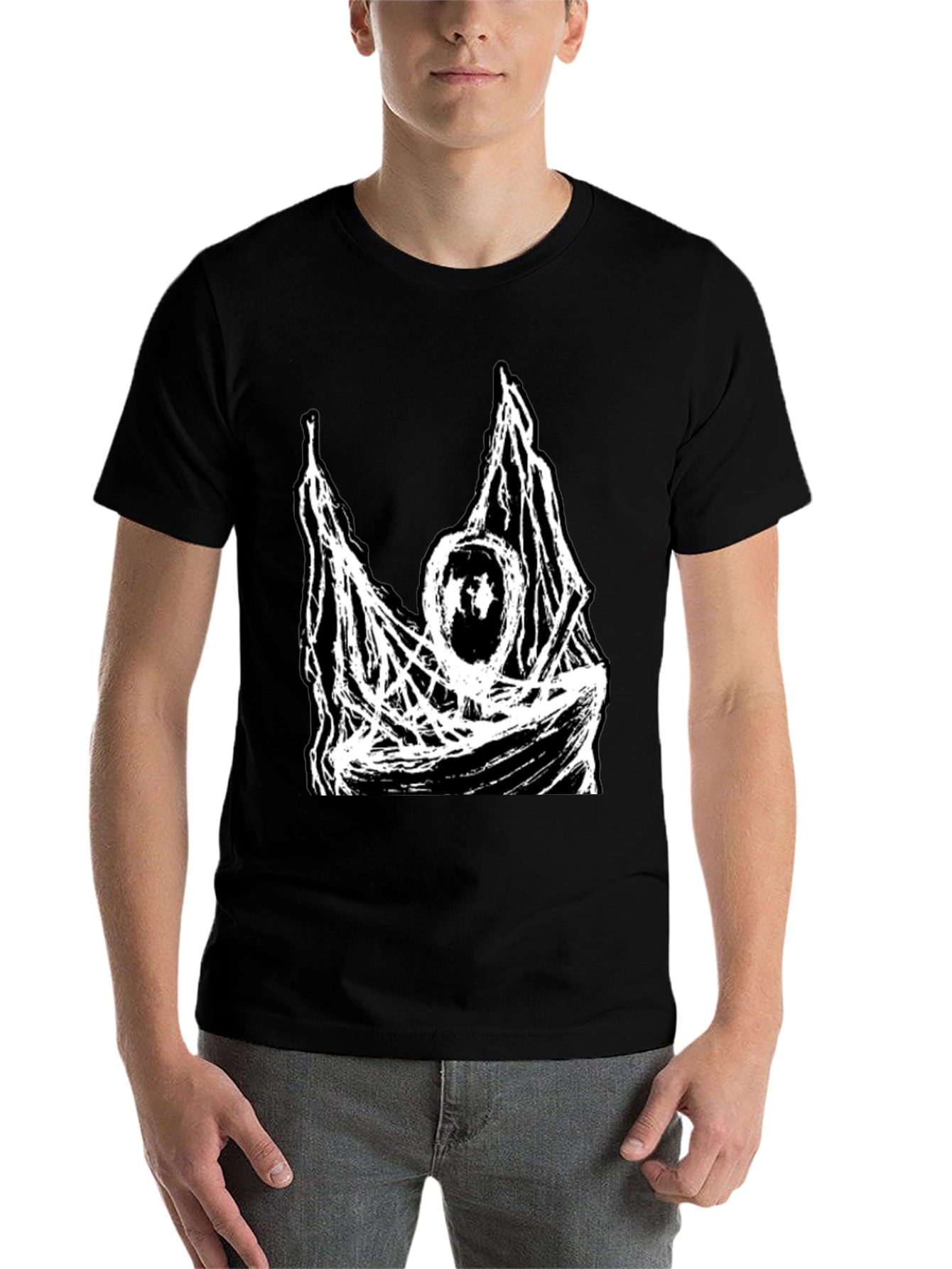 Abstract Graphic Print Black T-Shirt - 7