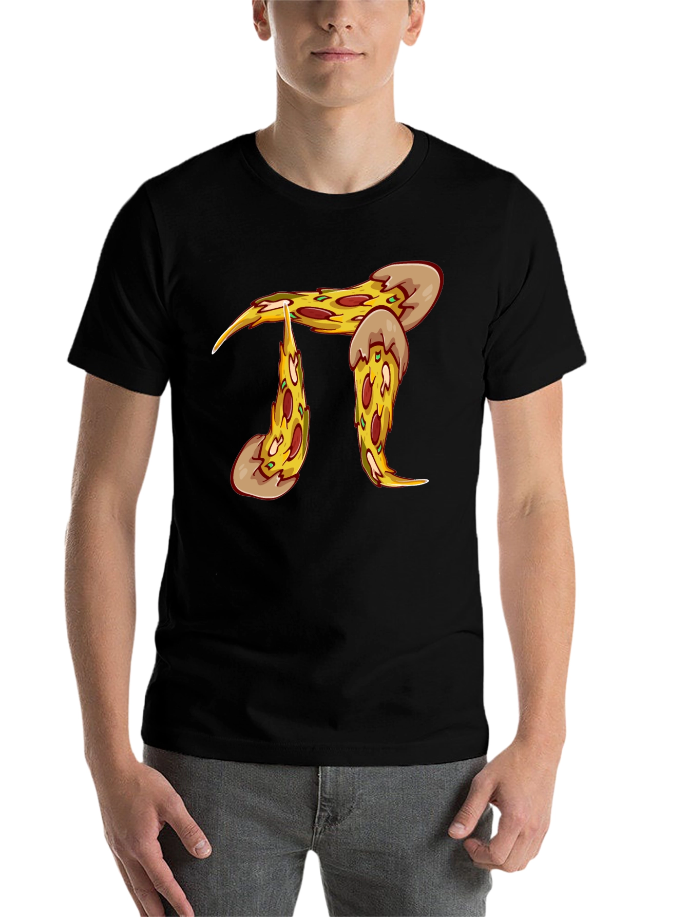 Black Pizza Pi Graphic T-Shirt - Black Cotton Blend view 7