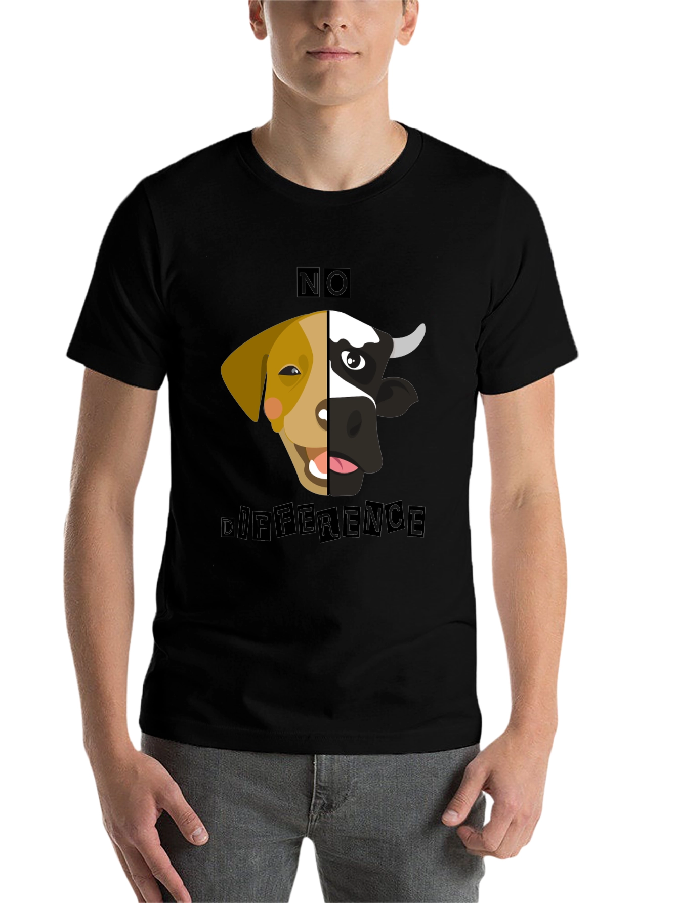 Black No Difference Tee: Vegan Animal Rights T-Shirt view 7