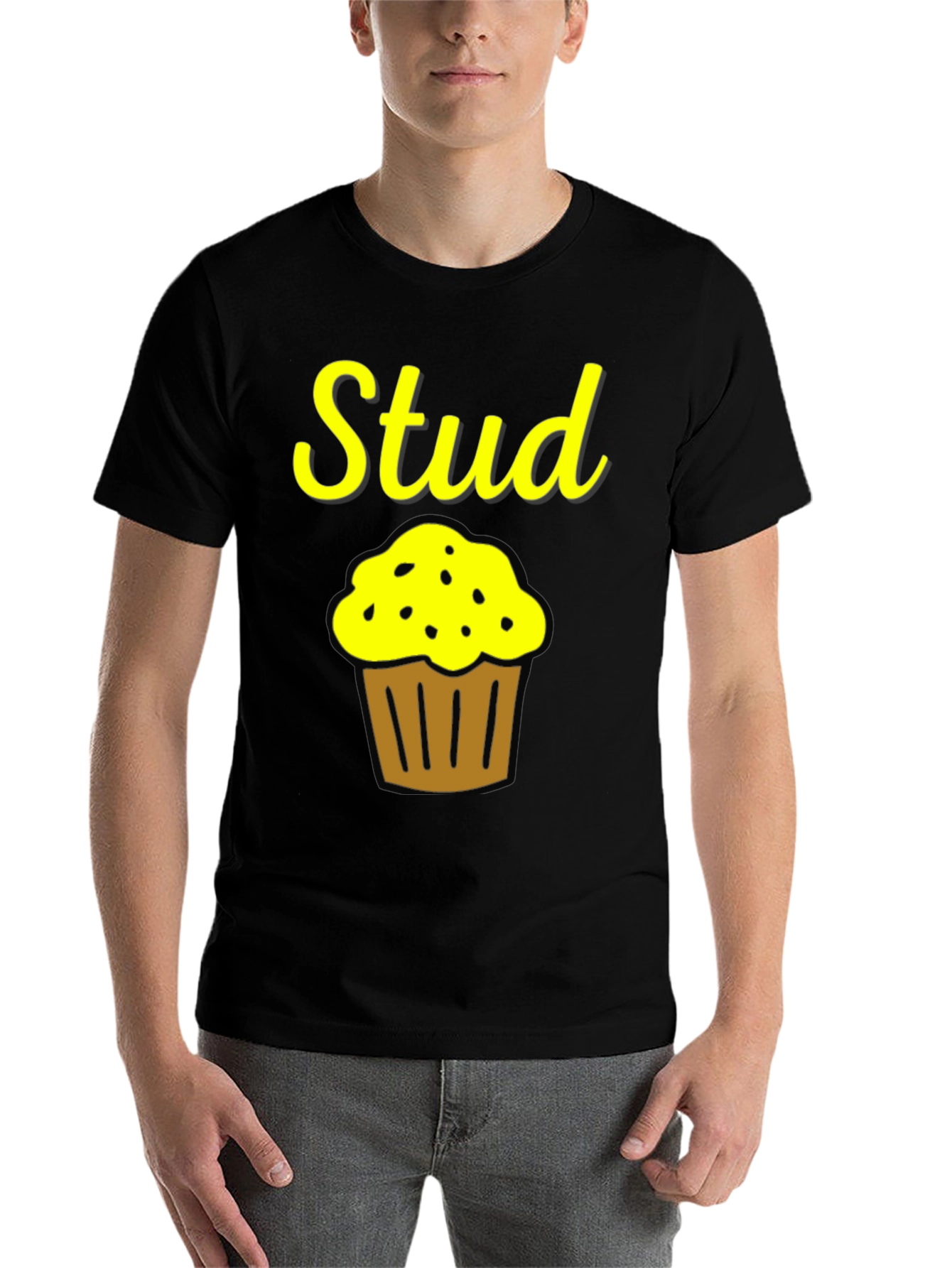 Black Stud Muffin Funny Graphic T-Shirt view 7