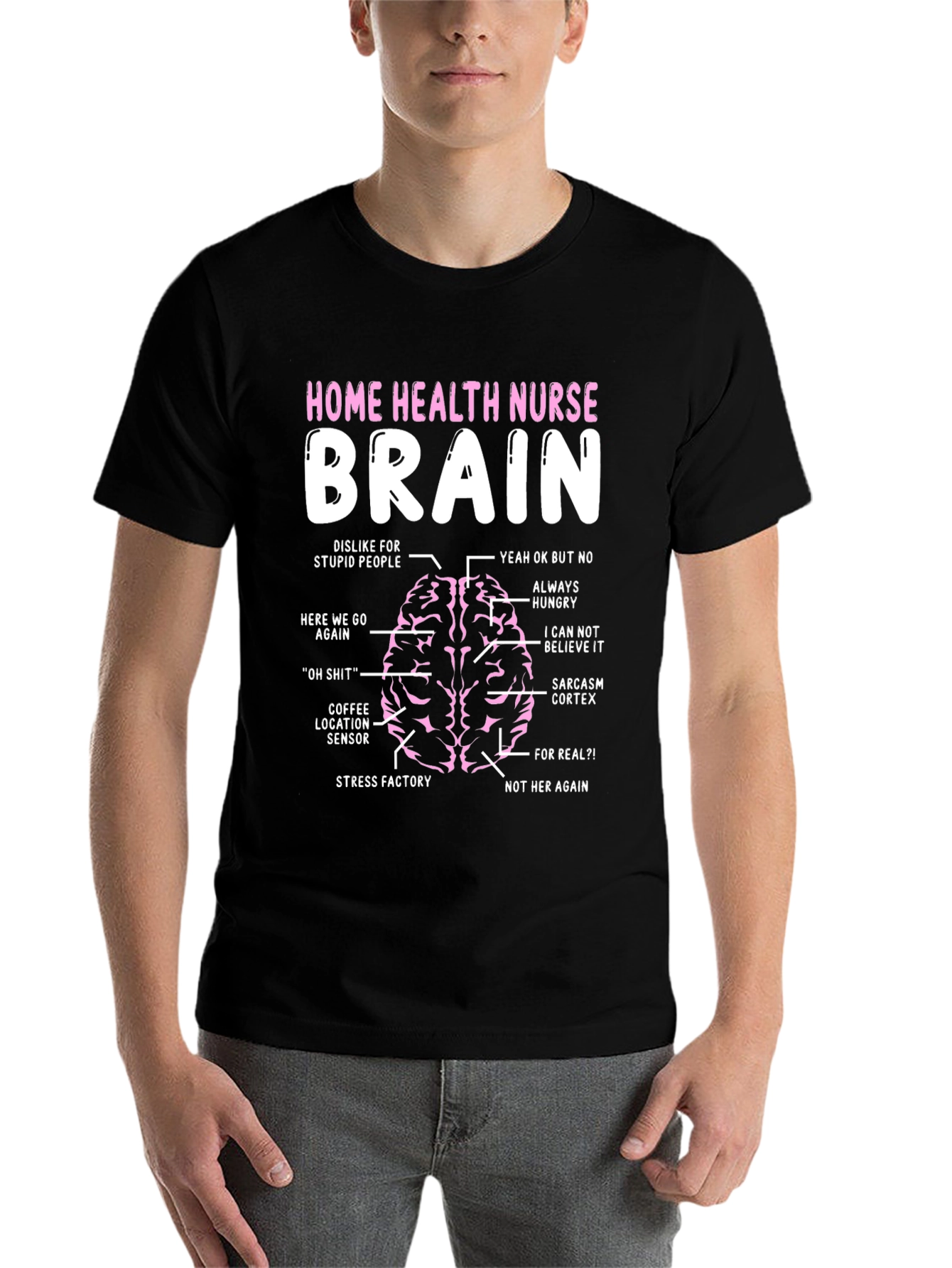 Black Home Health Nurse Brain T-Shirt Funny Nurse Gift view 7