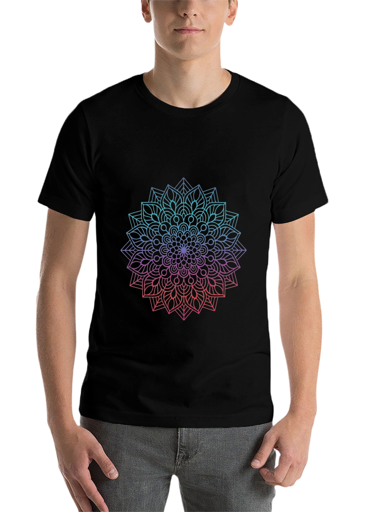 Black Mandala Gradient T-Shirt - Relaxed Fit view 7